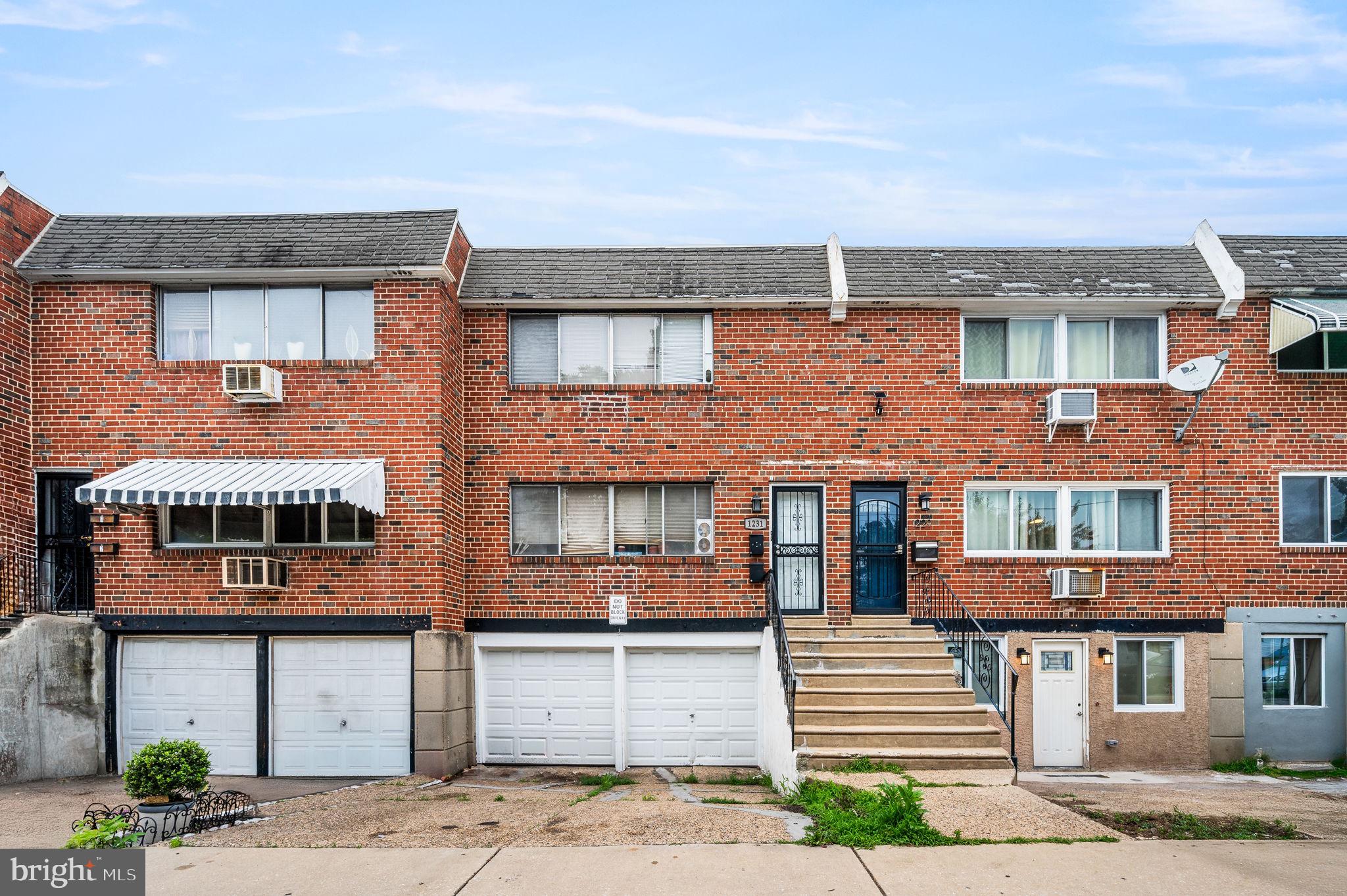 Welcome to 1231 W. Champlost st. located in the Fern Rock section of Philadelphia. Each unit offers 2 nice sized bedrooms, 1 full bathroom, kitchen and living room. This property also has 2 car garage spaces with large size storage spaces for each unit. Located near public transportation you are able to walk minutes to bus stations and or the broad street subway station. This property is great for first time home buyers or an investor looking for a great income opportunity. Schedule your showing today!!