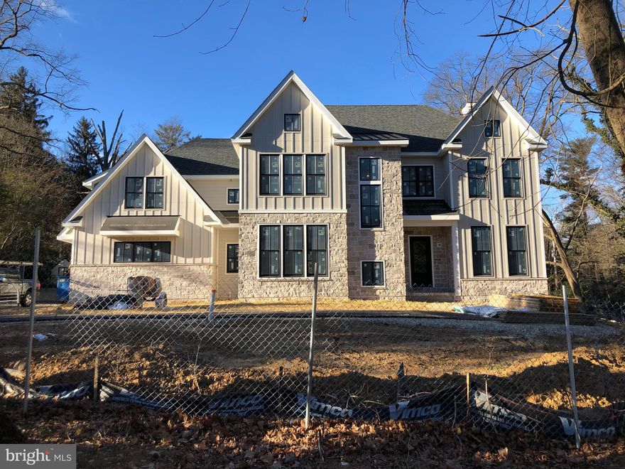 No for sale sign on Property. This new construction is on corner of  Harrison & Parkes Run Lane !  Tucked away behind heritage trees, a Villanova new construction in an established neighborhood ...One of two exciting new Construction homes.  Enjoy the ability to live with all new systems, no need to worry about upkeep maintenance expenses. Home #1 - 730 Harrison exterior will feature custom black windows, black iron doors with laid sandstone and cobblestone color hardiplank exteriors. The inviting floor plan with fabulous french white oak floors creates a farmhouse feel with chic vibe.  From the foyer you can either enter a study/living space or ascend the stair tower to the second floor.  The formal dining room has a serving butler station with sink and leads to the chef's kitchen with  wolf commercial appliances, solid custom wood cabinetry, a china wall cabinet, and open shelves with subzero refrig/freezer including a wine tower and  a waterfall style island countertop.  To the rear of the kitchen sits the informal powder room, a large kitchen pantry closet, cloak closet and room for a office desk/ cubbies  hallway to the screened porch via dutch door.  The morning room off the kitchen offers iron french door access to a screened in 3 season Vernon Hill patio as well as french iron door entry to the fire pit.  The large family gathering area embraces breakaway doors  extending the inside to  the outside with covered patio & fire pit. Choose to stay inside and  enjoy the warm finishes complete with wood or gas burning fireplace and built in TV station. The second floor features a master bedroom with a reading nook set off by a rustic beam and shiplap walls. The ample closet space and a master bath with make up vanity completes the owner space. The  second floor retreat creates a cozy nook for homework, a kids schooling area or just a lazy retreat while the remainder of the floor includes a large built in laundry room,  4 additional bedrooms with bath and out of season closet.  The basement level offers daylight and a large playroom and wine closet, and ample storage or area for other uses. The lot can fit a pool  if so desired. Current structure in the rear will be demolished. Customization is available now.  Call for more information regarding specs, add on pricing, etc. Take a look at 753 Newtown Road, Villanova for finish levels.