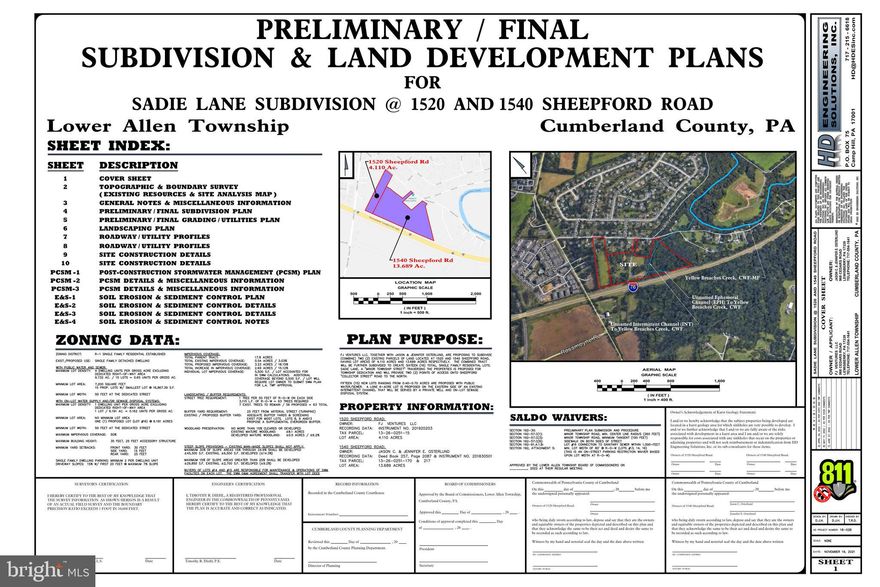 Great development opportunity! 16 total approved lots available in great location! List price reflects lots 1-13. Public water and pubic sewer. Natural gas available. Subdivision and Land Development Plans in photos and docs.
