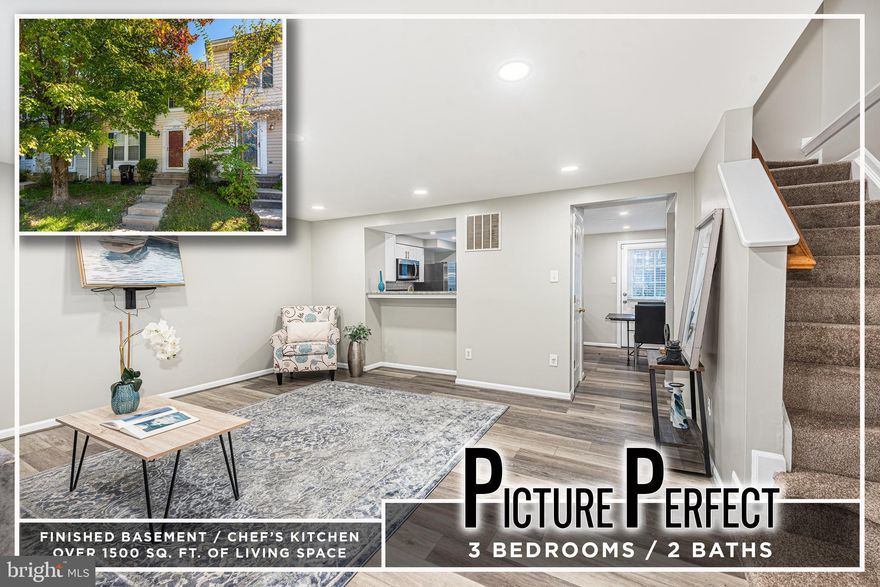 PICTURE PERFECT RENOVATED TOWNHOME WITH OVER 1,500 SQ. FT. OF LIVING SPACE!  Features include wood flooring throughout the main level, a spacious living room, a designer eat-in kitchen with granite counters and ss appliances, upper level with 3 bedrooms and 1 full bath, a finished basement with a large family room, laundry area, and a 2nd full bath, and a large fenced yard!  Pack your bags and move right in!