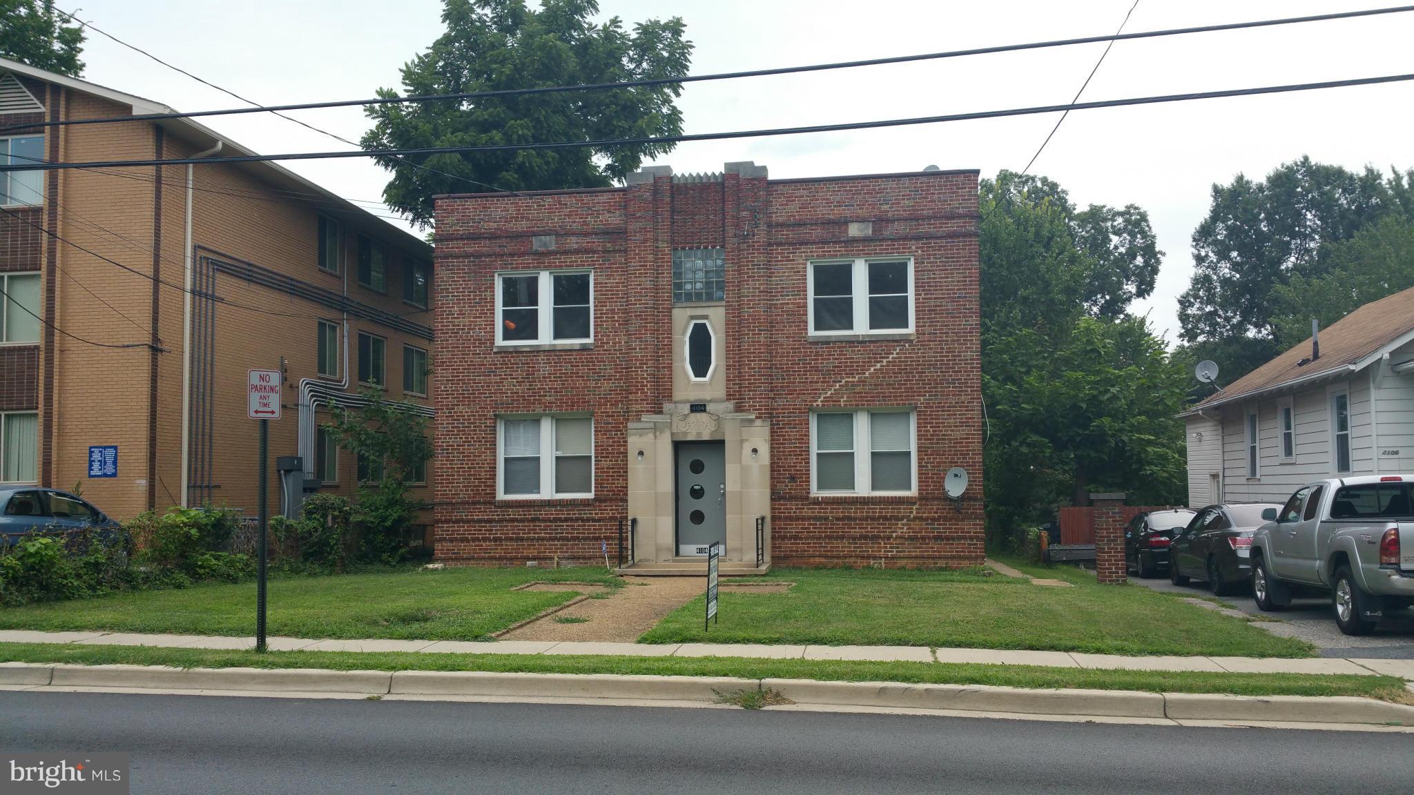 Convenient location to metro and public bus, solid all brick building, all unit in good shape, good size bedrooms, and kitchen, large living rooms, big rear porch or den in all the units, off street parking
