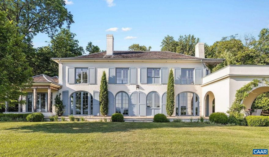 An exquisite brick, stone & stucco residence completed in 2021, Sunday Lilac truly transports one to the French or Italian countryside. The only giveaways are the stunning, layered Blue Ridge views evident from most rooms. The world class design, construction & finish are showcased at every turn, from hand laid, reclaimed French oak floors to imported marble fireplaces to extensive, elegant metalwork, Murano glass chandeliers & Delft tilework. Landscape design by Alex Smith includes a pollinator garden & walled flower garden with marble feature next to the entryway.  The front & rear elevations are equally striking, with handmade, functioning shutters, gas lanterns & extensive bluestone & limestone hardscaping. While this incredible residence breathes old world charm, its floor plan beautifully accommodates 21st c. lifestyles, with a seamless balance of formal & informal spaces. As one enters the striking foyer, the incredible views are immediately evident. The cook's kitchen opens to an expansive family room with beamed ceiling. The 1st floor primary offers his & her walk-ins & adjacent laundry/flower room. Upstairs are 4 ensuite bedrooms, 2nd laundry room & home office or sitting room. 22 acres of total privacy & tranquility.,Marble Counter,Oak Cabinets,Fireplace in Family Room,Fireplace in Living Room