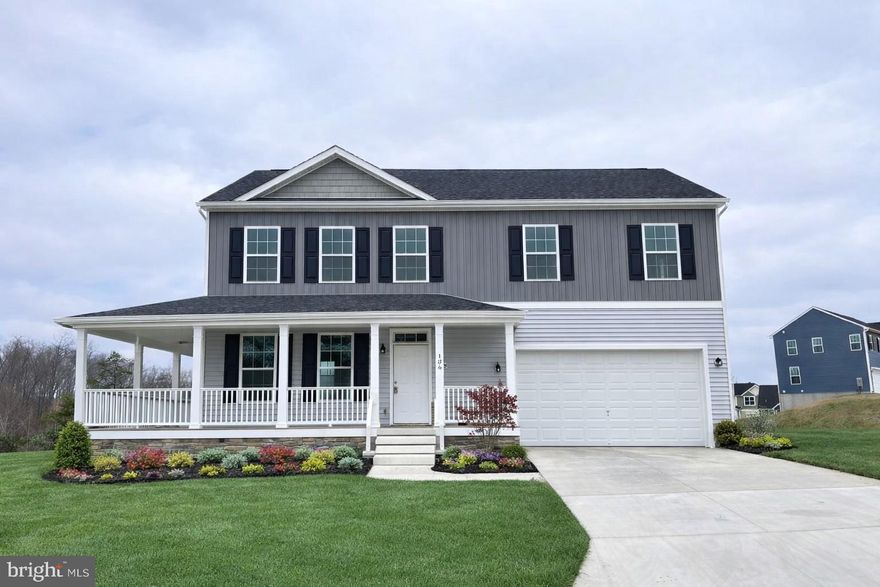 To Be Built.....Almost 2300 finished sqft colonial home on just over 1 acre partly wooded lot.  The main level features an open layout with an office and 14x16 sunroom.  The kitchen is upgraded with crown molding on the cabinets with soft close doors, a large pantry, island, and quartz countertops.  Upstairs there's an oversized primary bedroom with walk in closet and full bath with tile shower.  3 additional bedrooms and full bath provide plenty of space.  The exterior features a large 8ft wide and 24ft long country porch wrapping around the side another 8ft.   A 2-car garage and concrete driveway are included.  **Photos are similar construction
