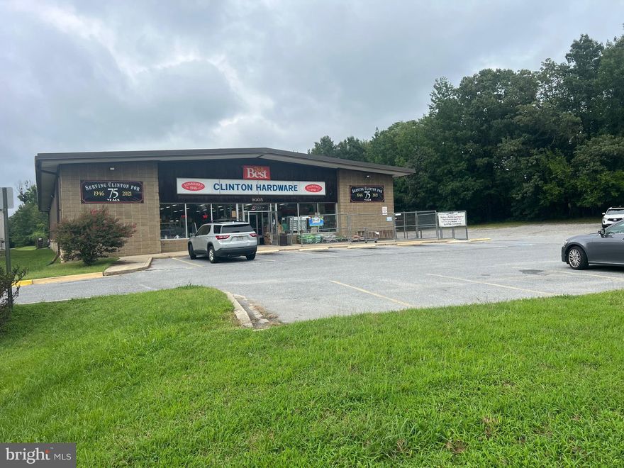 Here's an exceptional opportunity in the heart of Clinton, and a rare chance to own over an acre of retail zoned land with a fully operational building in place. The existing hardware store business and their inventory is available for separate negotiation. This 8,120 sq. ft. building (plus a 4,900 SF separate storage building) sits on 1.2 acres of land with prime road frontage on Woodyard Road / State Route 223. Zoning: RMF-48 (grandfathered for all retail zoning uses)

This rare property offers flexibility—continue operating as a retail hardware store or redevelop your retail sales vision in a high-demand area. In January 2024, a new Carrier 15-ton HP Split system with 30 Kw electric backup heat system, and all new LED lighting in the retail area was installed. 

Offered at $2,800,000. Don’t miss the chance to own a valuable property with built-in versatility in one of Prince George’s County’s fastest-growing communities. Whether you’re an established business owner or an entrepreneur ready to step into retail, this property offers immediate income potential with built-in community demand. Positioned in one of Prince George’s County’s most active corridors, this property provides long-term upside for investors, developers, or owner-users seeking prime land with flexible use options.

Developers: please note that in addition to this property, there’s an adjacent lot for sale by same owner. Together, they total 3.19 acres