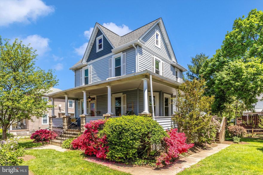 Welcome to 35 Delrey Ave! This beautiful Colonial sitting on a double lot holds historic charm while offering modern updates. The large, covered wrap around front porch greets you and invites you to enjoy the charm of this home.
A spacious foyer welcomes you in as you soak in the charm of this home.  From the foyer, you will love the dual landing stars providing quick access to the kitchen or retreating to the cozy living room highlighted with beautiful windows. The kitchen has been updated with beautiful quartz countertops, beautiful soft close cabinets, SS appliances, gourmet 5 burner gas stove, large island rounds out this great space. You will love having a half bath on the main level off the kitchen. You will enjoy the laundry room with utility sink on the main level that offers a collapsible folding table and storage cabinets that could be used as a pantry.  The back door off the kitchen makes dining on the deck a breeze. 
The original hardwood flooring extends upstairs where you will find 3 spacious bedrooms and a full bath. You will love the walk-in closet in the primary room. The third level is the large, finished attic. The basement offers a utility sink, workbench, outside access, sump pump and plenty of windows to bring in natural light. 
Parking is a breeze with a 2-car detached garage and a private driveway.
This move in ready home provides comfort with a new 50-year roof, new windows, new LAARS Combi boiler/hot water, Generac generator, updated kitchen and more.
This charming home is close to shopping, dining, and all that Catonsville has to offer.  Excellent location convenient to I-695, I-95, and I-295. Downtown Ellicott City is 4 miles, and Downtown Baltimore is 7 miles. This neighborhood is great and there is no HOA. Move here and you will love where you live!