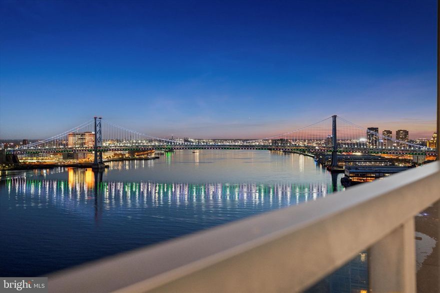 Rarely offered South East corner location affords spectacular views of the Delaware River and Ben Franklin Bridge. One Car parking. Daily Shuttle to Center City 24/7 concierge. Indoor heated pool.
Waterfront Square is Philadelphia''s 9.5 Acre Gated Community on the Philadelphia Waterfront! This self-contained enclave has its own security, 24 hour manned Guard Gate, onsite Parking and Valet Service, and an onsite convenience store. Luxury Amenities Include: A Grand House with Magnificent European-Style Spa (offering massages and facials), State-of-the-Art Fitness Center (classes such as Yoga and Pilates 4 days a week), Riverfront Sundeck, and Semi-Olympic (25 Meters) Swimming Pool with Poolside Café overlooking the Delaware River and Benjamin Franklin Bridge; Multi-Function room for Meetings, Events,Functions; Large Landscaped Park, Dog Run, Putting Green, Walking/Jogging Trail; Shuttle Service to Center City (stops from ‪2nd Street‬ to ‪30th Street‬ Station), 24 hour Security with closed-circuit television and Access-Controlled Entrance; Personal Touch Extensive Service such as Doorman and Concierge to Arrange for everyday conveniences.  Waterfront Square is located in a Premier Location Just Minutes Away from Fine Dining, Quality Shopping and Four Star Entertainment; Convenient to Sport Complexes, I-95, I-676, Atlantic City Expressway, Philadelphia International Airport, and New York/Baltimore/DC.  Ultimate in Privacy and Security – Luxury Living at its Finest!