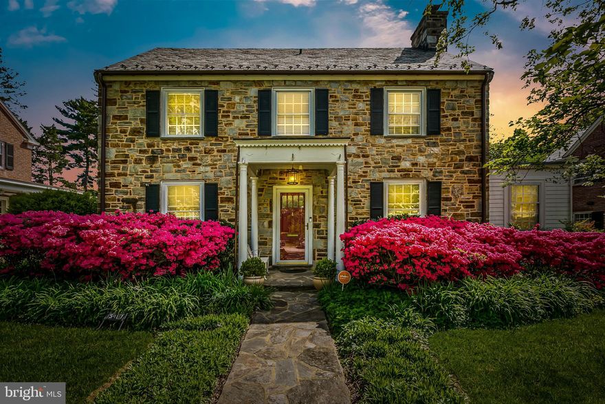 Classic stone center hall colonial in the heart of beautiful Homeland. Well proportioned living room with custom lighting and moldings * eat in kitchen, granite counter tops * powder room * handy mudroom for galoshes,  coats and sports equipment * fully finished third floor with sitting area, 4th bedroom, full bath with soaking tub * fully finished lower level with main recreation room, an additional office/craft room, large cedar closet, utility room and full bath * level well planted yard * 2 car garage * inviting and delighting at every turn! User friendly for Homeland lakes, Belvedere square and oh so many schools. Note total sq. ft. is incorrect and is actually 3024. Sellers preferred settlement date would be the 1st week of August.