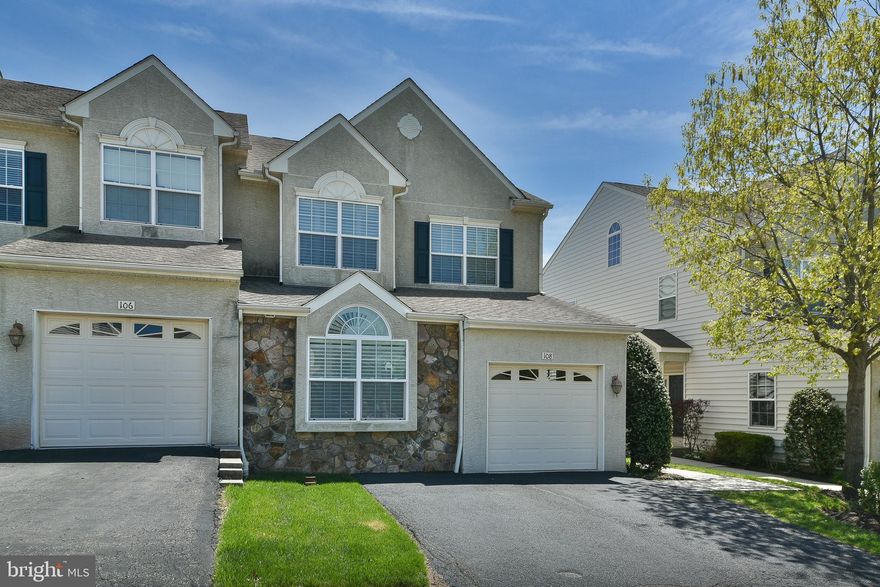 Welcome to this rare end-unit townhouse nestled in the desirable Fairways at Green Meadows Community, beautifully surrounded by lush green space and the scenic Jeffersonville Golf Club.   This spacious home greets you with a grand entryway into a spacious living room featuring cathedral ceilings and a cozy gas fireplace.  A versatile office or flex room, powder room, and interior access to the garage offer added convenience.  The well-appointed kitchen boasts abundant cabinetry,  expanded island with seating, upgraded stainless steel work station sink and  a  spacious dining area. Beautiful sliders that open to a serene rear Trex deck - perfect for relaxing or entertaining while enjoying peaceful views of open green space.    The second floor offers an expansive primary suite featuring a walk-in closet with an Elfa storage system and a luxurious four-piece ensuite bath.  Two additional spacious bedrooms, a hall bath, and a laundry closet with washer and dryer complete this floor.   The full walk-up attic provides the potential for future finished living space, while the fully finished walkout lower level includes a custom bar area with upgraded cabinetry, an additional powder room, and a utility room.   Custom window treatments include wood shutters and Hunter Douglas shades throughout, Newer carpeting and  Newer Hot Water Heater.  Ideally located just minutes from King of Prussia and major commuter routes, this home offers both tranquility and accessibility - truly the best of both worlds!