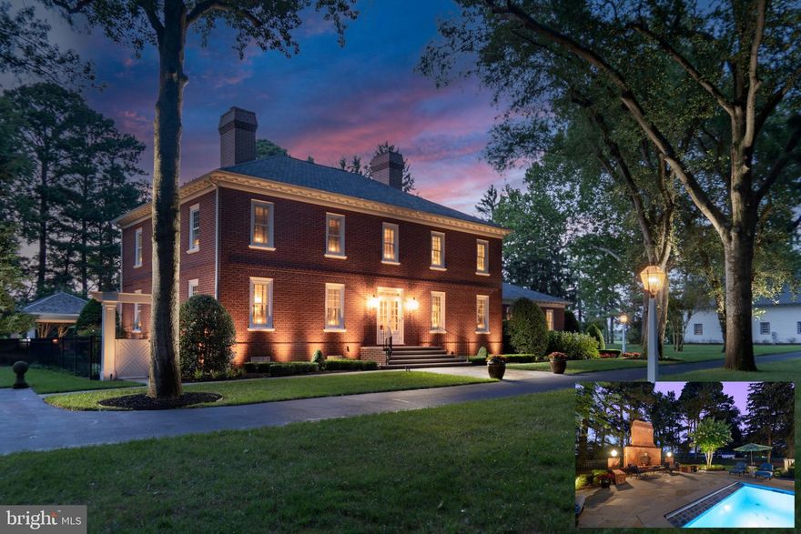 See VIDEO! This Extraordinary Estate features a stunning brick reproduction of the George Wythe House in Colonial Williamsburg, VA. Originally built in 1958 - totally remodeled with modern finishes complimenting this iconic replica home. Situated on 5.62 perfectly manicured acres, this home and its luxurious backyard oasis have been featured multiple times in Metropolitan Magazine, showcasing the in-ground salt water heated pool, magnificent outdoor brick fireplace, spacious poolside cabana, and built in granite topped grilling area. Luscious lawns and gardens together with surrounding trees and fields create an incredible private estate just minutes from town. With 4 Bedrooms, 3.5 Bathrooms, 4 fireplaces, and a finished basement this gorgeous home boasts a total of 5,475 sq ft of finished living space (818 in basement included). Pertinent additions include a 2 car attached garage w/epoxy floor, 4,300+ sq ft 2 story barn in impeccable condition w/horse stalls, 4 bay carriage house w/concrete and electric, new limestone front entry steps and bluestone walkways, extensive blacktop driveway circling the property, and multiple parking areas. The heated concrete pool features a shallow sunbathing area with umbrella stand, festive fountains crossing the pool, and an automatic safety cover. Backyard entertaining will be top of the line with premium sound speakers built into the fencing and ambient landscape lighting to accentuate the mood at nightfall. Small pool house nearby houses equipment, while guests find plenty of room to park.
Inside you will find wide plank pine floors, spacious rooms, and perfection in every detail. Gourmet kitchen with fireplace, quartz counters, large island, walk-in pantry, refrigerator and freezer drawers, warming drawer, microwave drawer, built-in Miele coffee machine, and a unique dumbwaiter classic to the era. The first floor also offers formal living and dining rooms with fireplaces, spacious family room w/WIC, lighted built-ins, and a half bathroom, sunroom with heated tile floor, a full bathroom w/ tile shower by rear door perfect for pool guests, and a large laundry room with desk area. Gracious king size primary suite with newly upgraded bathroom including marble counters, fully tiled shower and soaking tub. Well sized guest rooms currently offer 2 king sized bedrooms with jack and jill bathroom featuring dual sinks and gleaming white finishes. 4th bedroom is adjacent to the primary bath and makes a perfect  nursery. Wood floors grace the entire 2nd floor excepting the tile bathrooms. Full attic. Every inch of this home is impeccably maintained. New roof 5 yrs, Leafguard gutters, 2 gas furnaces, UV air purifier, new windows, 2-4" wells, one for irrigation, new mahogany storm doors, freshly sealed driveway.
Smart home with lighting, security, music, pool fountains, hvac etc, easily managed remotely via phone apps.
Pre-listing home, septic, & water quality inspections completed by Esham Inspections and Accurate Environmental, available for buyers review.  Exceptional condition. 
Historical significance - George Wythe was a signer of the Declaration of Independence, delegate to the Constitutional Convention, and the first law professor of the United States. Wythe taught law students from his home including Thomas Jefferson, and George Washington used the Wythe home as his headquarters during the Revolutionary War. This home replicates a significant piece of American history  carefully adorned in modern day luxury.