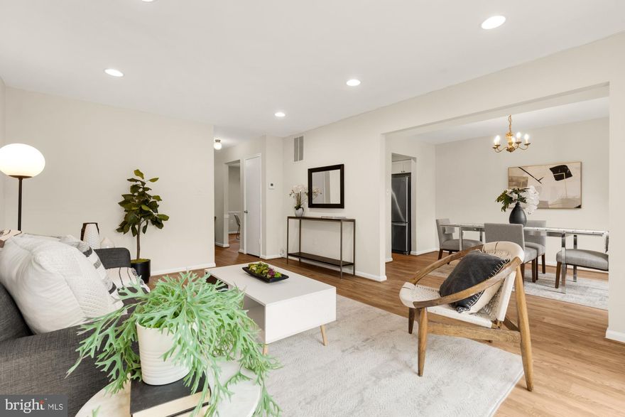 Special home w/an open lay-out, light-filled rooms, end unit, great location & no condo fees! Great flow - see the floor plans & the video too!  Sun-filled and oh so spacious! Pretty END unit w/Brick Front & a neutral palate offering: 3 BRS, 2 full BAs, 2 Half BAs, Large Recreation Rm on Lower-Level w/walk out, expansive Deck w/stairs to paver Patio, Laminate Flooring on Main & Lower levels, plush carpeting on BR level, Inviting Breakfast area, Updated Kitchen w/SS appliances, stunning Granite counters, attractive backsplash &  ample cabinetry. Don’t’ miss the generous Laundry Rm w/lots of storage areas. A welcoming Foyer greets you as your tour begins - starting w/the convenient Powder Rm; very functional & updated Kitchen w/recessed lighting & SS sink; Kit has a delightful breakfast area too!  Then, access to the Kitchen from Foyer & also from the separate Dining Rm; enjoy entertaining in the oversized Living Rm w/recessed lighting, plus access to the Deck from Slider. Upper level includes 3 BRs all w/ceiling fans: Primary spacious BR & Primary BA w/shower & walk-in closet; Hall BA w/tub; 2 additional BRs. Lower-Level w/Full daylight Rec Rm, fireplace & level walk out to yard. Convenient 2nd Half BA & spacious LA area off from the Rec Rm. This exceptional home w/generous size rooms offers many updates: NEW ROOF (by Seneca) – 2/2021; Furnace & A/C – 4/2023; SS Fridge/Freezer, Dishwasher, Stove/Oven - 2023; Humidifier - 2023; Main Level Flooring - 2023; Laminate Lower-Level Flooring w/additional waterproofing backing – 6/2025; Ceiling Fan in Rear BR - 7/2025. All this in a sought-after community that is tucked away w/sidewalks & mature trees, yet mins to shopping, dining, parks, theaters, DC, VA, Bethesda, White Flint METRO & bus line. See & be part of the vibrant Pike & Rose location & also enjoy the new nearby Wegmans! What a special home & location. Check out the floor plans and the video too. NO CONDO FEES! 
HOA Fee -covers trash, recycle & common area maint. PICS ONLINE SHOW HOW THE HOME WOULD LOOK WITH FURNTURE.  No longer professionally staged.