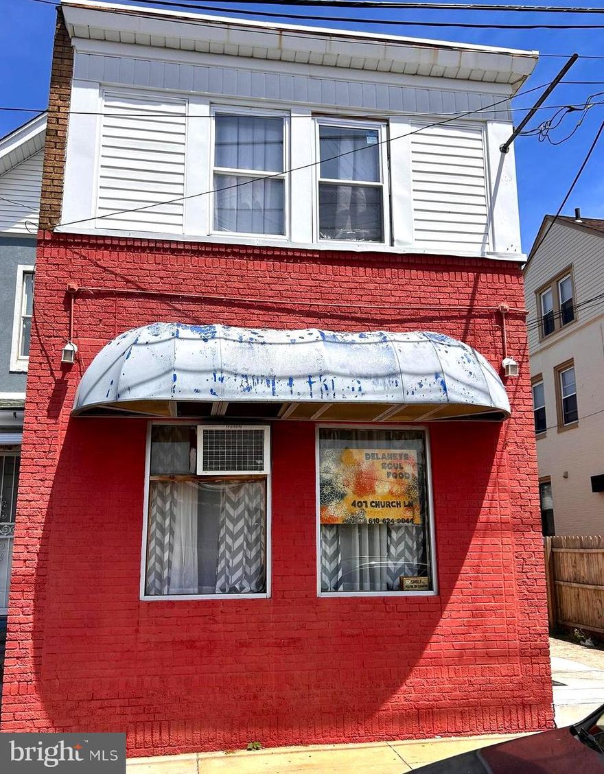 Welcome to this investors' dream!  
407 Church lane  offers a great investment opportunity in the heart of Yeadon's business district. The property consist of a commercial space, currently operating as a restaurant; and a three bedroom multi-level apartment. Both units are occupied with long-term tenants, over 5+ years with a month-to-month lease on each unit.
Upon entry of the commercial unit, there's a small dining area, serving counter, and fully functioning kitchen with basement access. Heading towards the rear of the building you will find access the apartment entrance and large backyard.  
Church ln offers an established, thriving business environment, with close proximity to the city via Baltimore ave,  or public transportation which is a brief walk from the building. 
This location alone is highly desirable,  as business will continue to thrive in such an ideal commercial environment. Don't miss the opportunity to own a fully functioning mixed-use building, with room for improvements and expansion, in this extremely sought-after neighborhood.