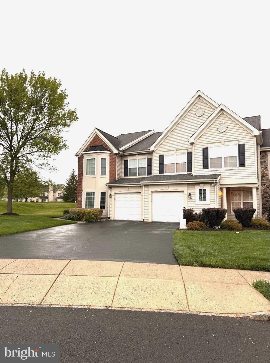 Country Crossing is one of the most sought-after townhome communities in central Bucks County, renowned for its top-rated blue ribbon schools. Upon entering the residence, a spacious living area with an open floor concept seamlessly transitions into a formal dining area. The entryway leads to an expansive family room, distinguished by 22-foot high ceilings and a custom gas fireplace featuring a contemporary design that spans from floor to ceiling. The family room is pre-wired for entertainment/cable hookup above a remote activated, custom gas fireplace. Four expansive windows, with custom blinds, allow an abundance of natural light to flood the space. The open-concept layout flows effortlessly into a fully updated kitchen, boasting a large island with granite countertops imported from Spain. The kitchen features 42-inch cabinets, stainless steel appliances, including a 36-inch LG French door refrigerator, matching microwave, newly replaced LG dishwasher, and 30-inch gas range. Ceramic tile flooring spans the entirety of the first level. The laundry area features a front-loading LG washer and dryer, adjacent to it accompanied by a modern custom-built powder room that completes the main floor. Double sliders with adjustable internal mini blinds provide access to huge and spacious newly installed paver patio, complete with a stone wall, ideal for indoor/outdoor entertainment and family gatherings, while maintaining privacy. A custom oak staircase with Finney metal posts and cables leads to the second floor, where the two-story aisle way boasts new custom flooring throughout this level. The master bedroom is pre-wired for entertainment cable hookup, features a custom-built walk-in closet with organizer, an en-suite master bathroom with a oversized tub, Italian and custom-built floating cabinets with LED mirrors. The two additional bedrooms feature large windows, custom-built closet organizers, and an updated bathroom with a tub, floating vanity, and mirrors. New AC unit installed 2023. Newly installed heavy duty ceiling mounted overhead metal rack added extra storage in garage. Also, garage is prewired for an electric vehicle charging station, making EV charger installation quick and convenient.  Long driveway accommodates 2 parked cars. Beautiful & well maintained landscape leading to the front porch. This residence is a rare gem.