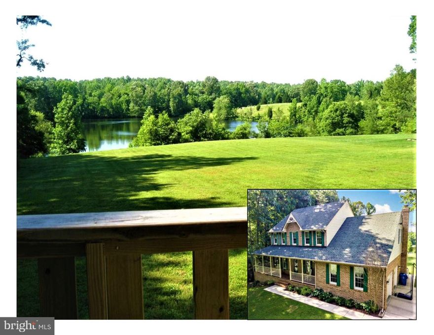 Waterfront Brick Colonial nestled on 3.1 acres in sought after private lake community of  Mount Eagle Farm.  Nice wooded lot offering a picturesque  view of a man-made wrap around stocked pond with citation size large mouth bass and bluegill and walking path (shared by neighbors).   With just over 3,000 square feet of living space, this home features 4 bedrooms, 2.5 full baths and 2-car side entry garage.  Separate formal dining and living rooms with hardwood floors are great for entertaining! Large kitchen with granite counter tops, brand new side-by side refrigerator, dishwasher (less than 1 yr old), newer stove, trash compactor and lots of cabinet space.  Enter the step-down sunken family room off from the kitchen with a wood burning fireplace with gas logs.  Nice office off from the foyer with hardwood floors and French doors. Laundry room off from kitchen with full size washer and dryer with a laundry chute from master bedroom!  Freshen up in the powder room conveniently located on the main level.  Master Bedroom with his/her closets with organizers, laundry chute, ceiling fan and sitting/dressing room that leads to master bath.  Enjoy the view of the lake  from the master bedroom which has a glass slider door  leading to an outside balcony/deck.  Master bath with soaking tub, separate shower and double sinks.   Additional 2nd, 3rd and 4th bedrooms offer lots of closet space and bright windows for natural lighting.  Hall/guest full bathroom with double sinks!  Upgrades and features include a nice long front porch for relaxing, large backyard entertainment deck, dual zoned heat pump for added comfort, brand new cozy carpet, gorgeous wood floors on main level and lots of storage space.  Large backyard shed for storing lawn equipment, rod and reels, bikes and more! Come enjoy the lifestyle and privacy that this home has to offer!  A MUST SEE!