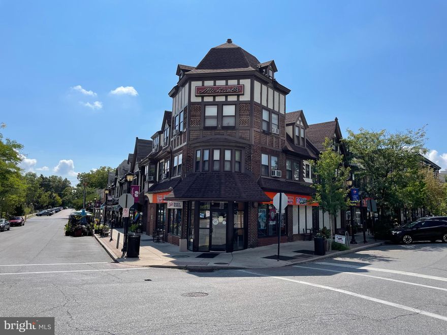 This 5-unit Tudor style property sits in the commercial district of 2 rows of 2 1/2 story attached stores, which line the angled junction of Park Ave. and S Chester Rd.  A taller 3 1/2 store with conical roof lies at the junction of the roads and connects these two rows of stores.   Across from the property is the swarthmore train station and the college campus of Swarthmore College.  Too much information to list on this small vibrant Community for a quiet and peaceful neighborhood.   Commercial Space street level and 4 apartments above.   Apartments consist of one Studio, one 1-bedroom and two 2-bedroom.   Owner is a licensed PA Realtor.