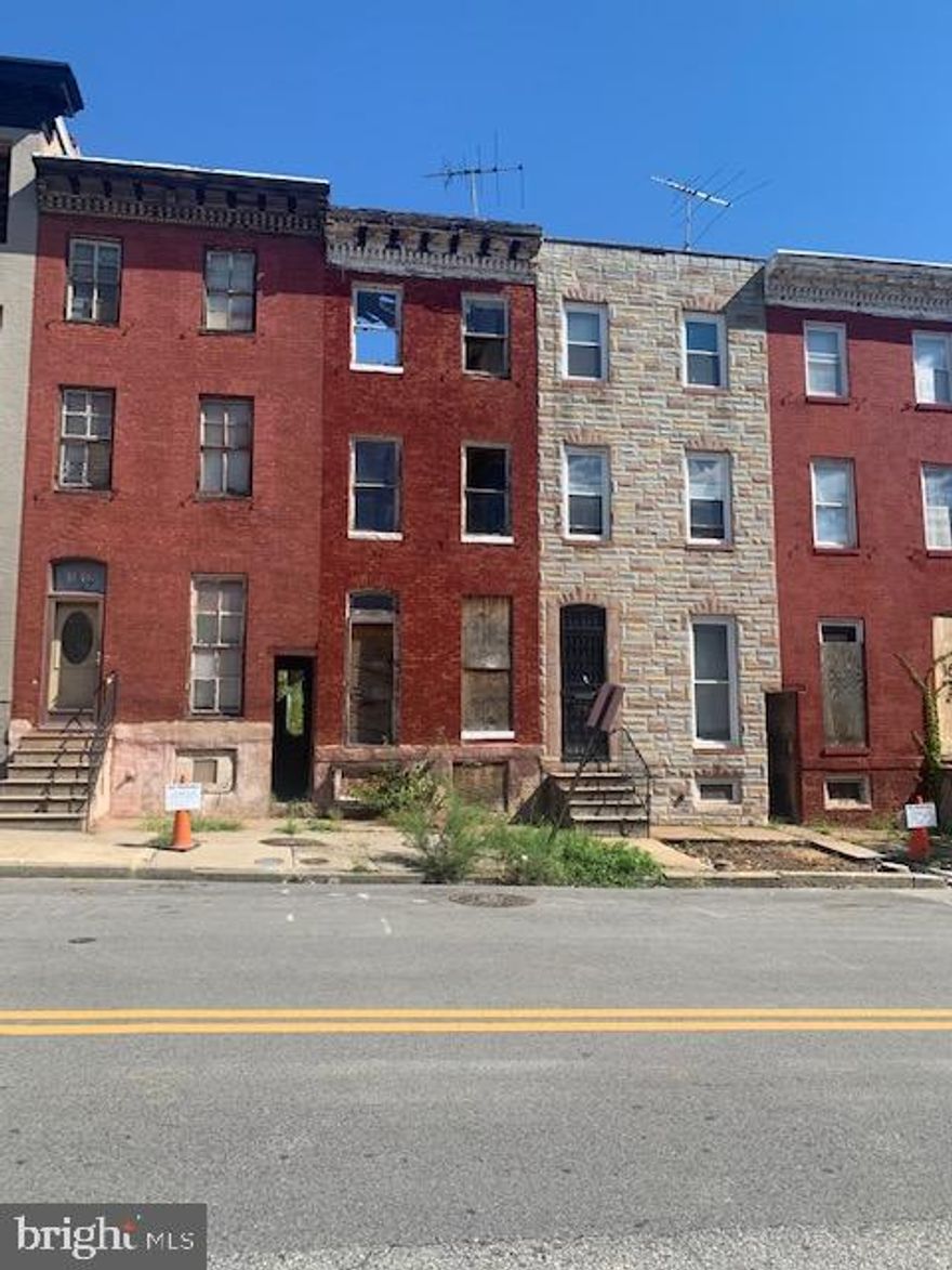 Seller has never been inside the property. and has no knowledge of the property condition.  Strongly recommend to see the property condition from outside ONLY. Please talk to listing agent before visiting the property. HOLD HARMLESS REQUIRED FOR SHOWINGS - PLEASE COMPLETE FORM UNDER VIEW DOCUMENTS AND SEND TO LISTING AGENT BEFORE SHOWING.
  The properties are located in the bustling area of East Baltimore, stabilized by the presence of world renowned Johns Hopkins Hospital.  This is a complete rehab. Great comps in the area. Serious and experienced investors only. As is transaction. You can also add to this property 1604 E. Chase St (open lot)  for only$15,000.