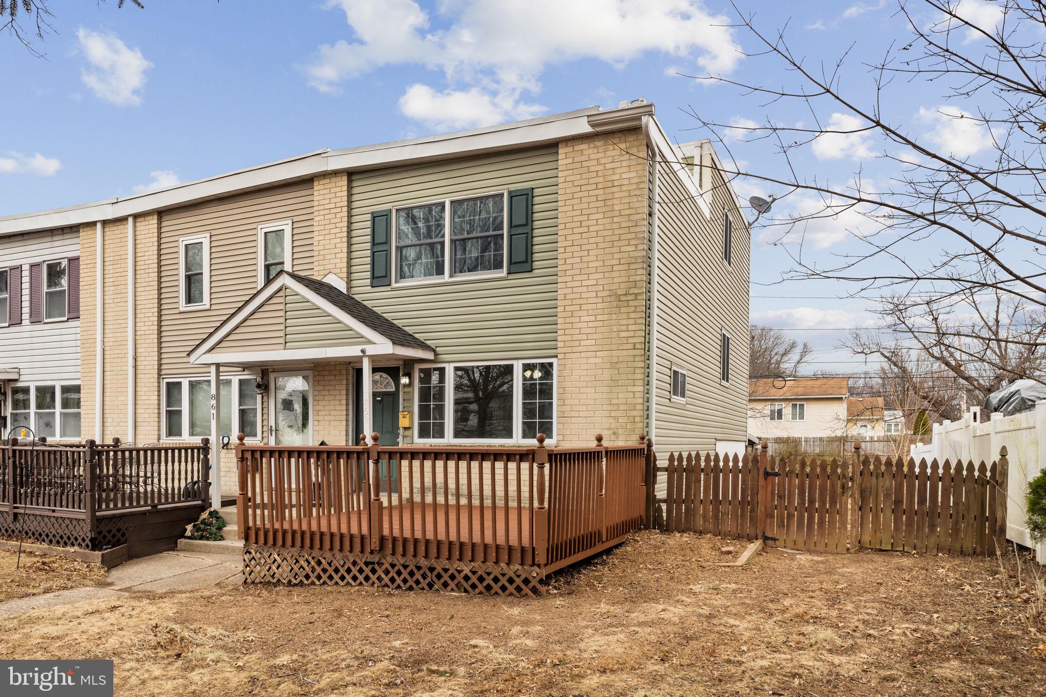Welcome to 859 Andover St. located in "The Wedgewood Community " of Lansdale Borough . This beautiful 3 bedroom and 1 and half bathroom end unit townhome has been freshly painted. It has all new carpet . There is a newer gas furnace installed 12/2023 and newer hot water heater 7/2023. New lower flat roof and higher flat roof just got coated . A very nice large deck just got painted. You have a large yard, patio and rear driveway that can accommodate couple cars .Located in North Penn school district, convenient to local shopping, and major roadways.