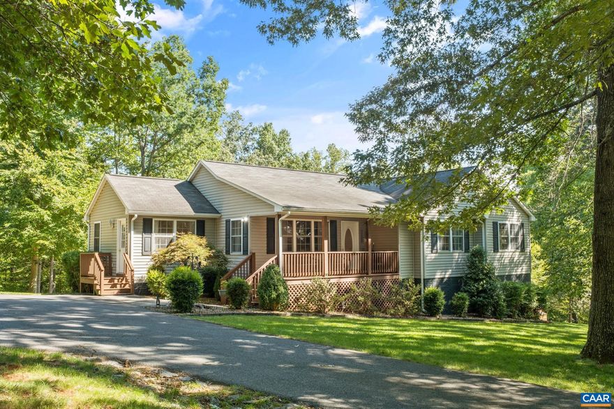 Immaculate one owner, custom built home situated on nearly 5 acres.  Perfectly sited to enjoy privacy, nature and wildlife from the covered front porch or rear deck.  Property has been well maintained and features many upgrades throughout.  Numerous bonus/living spaces make it ideal for entertaining or working from home (FIREFLY internet installed!)  Main level offers living room, renovated kitchen with quartz tops & stainless steel appliances plus an extra sitting room; Primary bedroom with renovated bath & walk in closet; and two guest bedrooms & a renovated hall bath.  Lower level is an entertaining paradise featuring Renovated game room with built-in bar, plus a separate TV area.  An extra finished room is perfect for your home office.   Wait!  There is more!  Detached garage for housing vehicles or working on projects, raised beds for gardening and a chicken house, too!  This home truly is a must see!  Located minutes from Nelson 151 activities ? brew/wine trail, Nellysford Farmers Market, Wintergreen Resort and only 35 minutes to Charlottesville.,Oak Cabinets,Quartz Counter