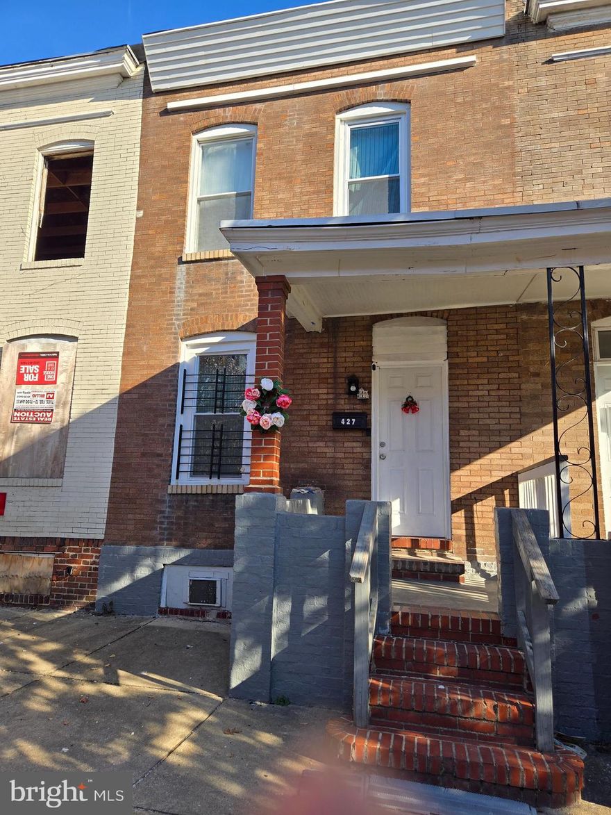 Welcome to 427 East Ave. N three level townhome living with a 2 bedroom 1 bathroom. Finished basement. Sold AS IS condition. Convenient location to Patterson Park, John Hopkins Hospital, Inner Harbor, National Aquarium, major highways, restaurants and shops and more. Update: deadline for offers is Saturday, Jan 4 at 9am.