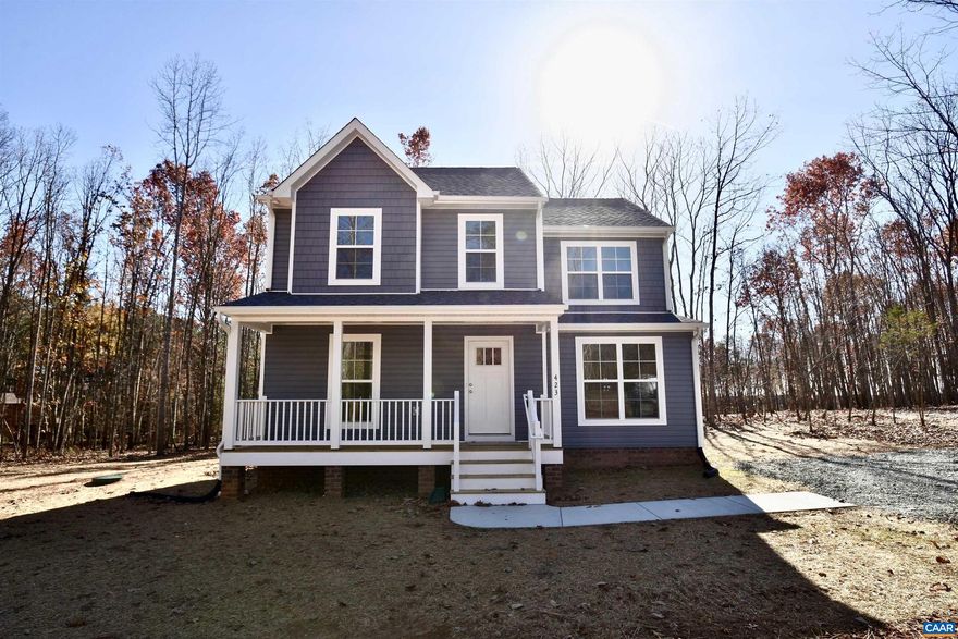 YOUR NEW HOME IS READY FOR YOU on Amick Road in Louisa. Ask how you can receive up to $7,500 in SELLER PAID CLOSING COSTS! The Pineland Model boasts a welcoming front porch with shake siding in two sections, wide window trim on front windows, craftsman style front door, 4 x 4 window grids, 10x10 rear deck. Great room with extra LED lights and extra windows. Kitchen options include 2x4 island, tier 2 kitchen cabinets, 36" wall cabinets with crown molding, stainless appliances, and granite counters. Laminate flooring throughout the main living areas. First floor primary bedroom with ceiling fan. Adult height toilets in primary and half bath. LED lights in the 3 upstairs bedrooms.,Granite Counter,Wood Cabinets
