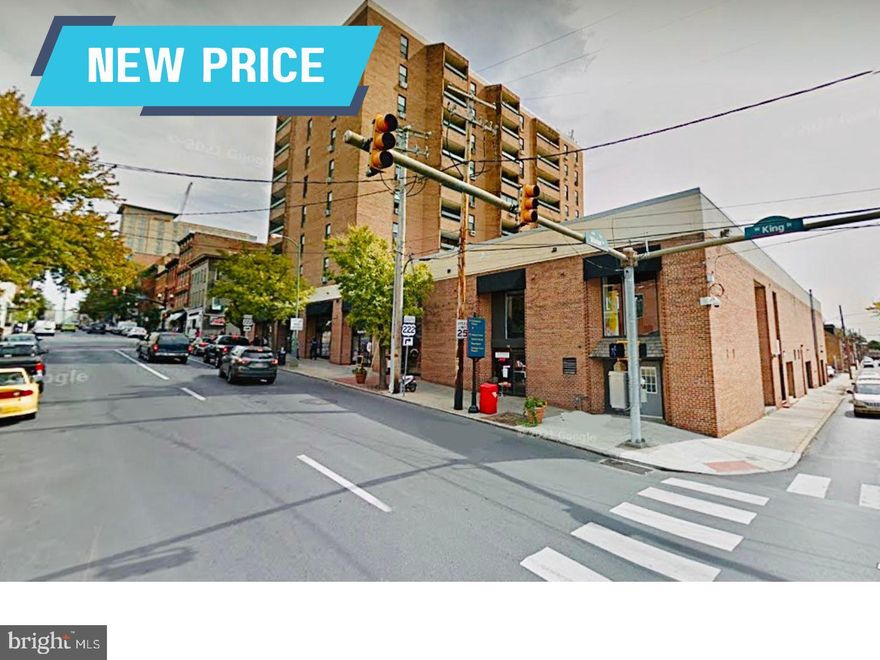 NEW PRICE! Join this exciting community at 10 S Prince featuring 76 newly remodeled apartments and 2 commercial suites. 110 West King Street is +/- 3,764 sf, located at street level at the signaled intersection of King and Water Streets with entrances from both King and Water Streets.  Thanks to the open layout, Central Business District zoning and plenty of power and plumbing, this space could be used for just about anything - retail, entertainment, office, special purpose, fitness, etc. The address boasts a 99% walkability score and is located close to the Steinman Parking Garage and two nearby surface parking lots. Directly across the street is the Fulton Theater and Penn Square/Marriott/Convention Center is just 1.5 blocks away. High visibility is great free marketing! Space is a blank slate ready for Tenant's build out and design! Rent is just $11psf NN and Landlord will deliver new electric to the space (200amp panel), replace 1 storefront entrance on King Street and 2 on Water Street, and for a restaurant use, will provide a grease exhaust duct (Tenant to install the exhaust fan and hood). Landlord will provide an additional $35 PSF improvement allowance towards finishing the space which should cover all expenses to obtain a CO. Additional costs for construction are Tenant responsibility. Rent includes CAM and water/sewer for retail/office use. Tenant pays rent, taxes & separately metered utilities. Total Monthly Rent = $4,460.49 + utilities.