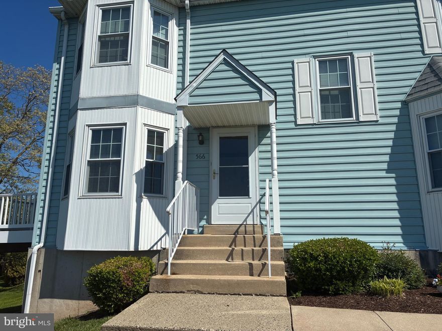 Welcome to 566 Applewood Ct.  A well maintained end-of-row townhouse, in popular Cherry Tree Knoll. This light filled home features 2 bedrooms, 2 full bathrooms, and 1 half bathroom. First floor side entry, leads into a bright and inviting dining area and modern kitchen. Sliding doors from the dining area leads to a private deck overlooking open space.  A large spacious living room with fireplace, and powder room completes the first floor. Upstairs, you will find two generously sized bedrooms, which includes a primary suite with a walk in closet,  and private bathroom.  A hall bath and convenient second floor laundry, completes this floor. A fully finished basement with plenty of storage space and sliding doors, lead to a patio great for relaxing, and overlooking open space. With assigned parking, this home offers both Convenience and style. Enjoy easy access to Philadelphia, Wilmington , South Jersey via I-95. Don't miss your opportunity to make 566 Applewood your new home.