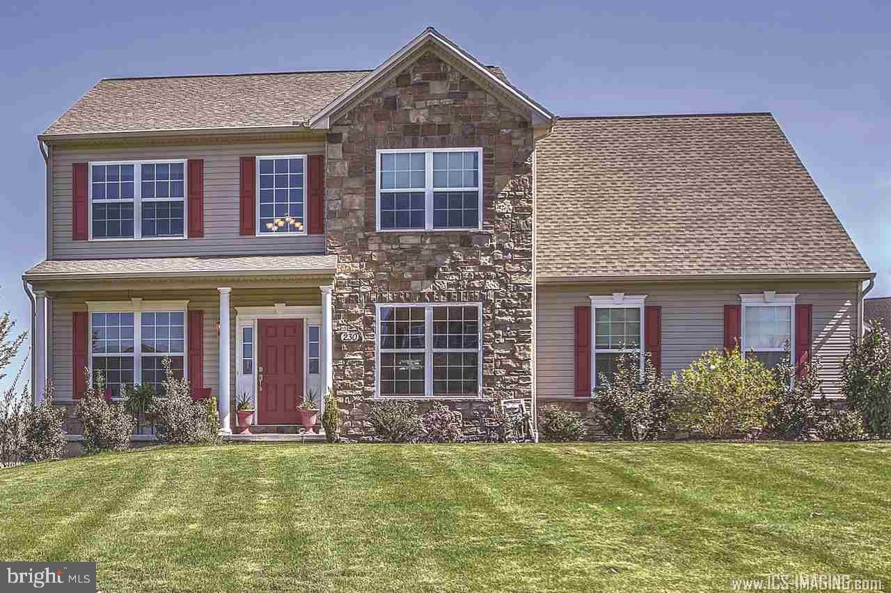 Gorgeous, good-as-new home in Millfording Highlands (Cumberland Valley schools). 4 BRs, 3 full, 1 half baths, w/ natural light throughout, beautiful kitchen w/ granite counters, wood flrs & high end, stainless steel appliances. Master Suite w/ expansive walk-in closet & large master bath with large bathtub. Home also features a newly expanded patio. 2-car garage and is located in one of the most desirable communities in CV schools - community park & close to Wegmans/Target/Best Buy.