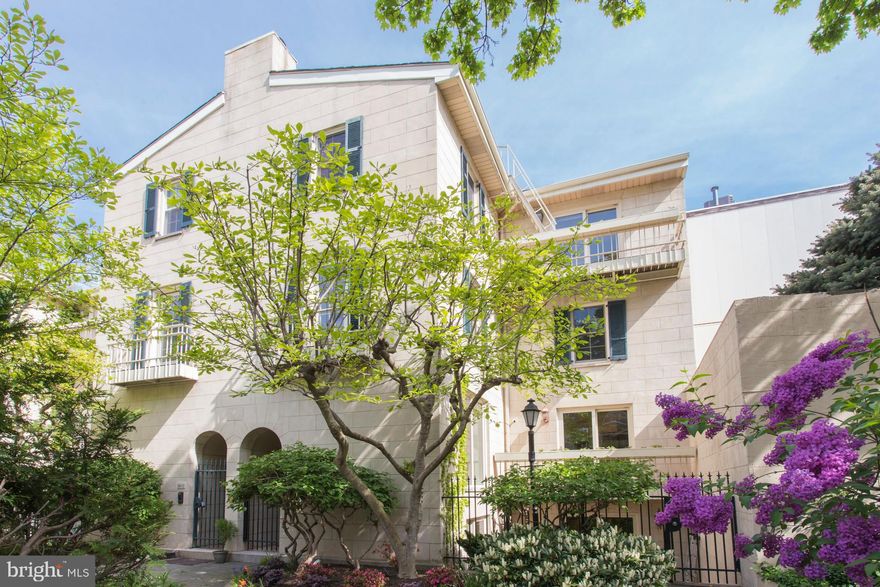 Welcome to 909 Bonaparte Court, this french inspired townhome, nestled on a quiet cobblestone side street in Washington Square West, is part of a select group of townhomes without an HOA. Bonaparte Court was inspired by the neighboring mansion, The Bonaparte House, once occupied by Joseph Bonaparta, the former king of Spain and brother to Napoleon.   This extraordinary, 3 bedroom, 2.5 bathroom, contemporary home offers 1 car deeded parking, a 2nd floor bonus room, and is located in the highly sought after McCall Catchment. Boasting nearly 3,000 square feet, the open layout features hardwood floors, tall ceilings, and a statement mezzanine style staircase. Recently installed Pella architectural series windows allow plentiful natural sunlight to pour in throughout each floor.  Be greeted on the first floor by a sprawling open floor plan with a spacious living room, kitchen, and dining room. Meticulously landscaped, the private courtyard is accessible through sliding glass doors from both the family room & the dining room. This outdoor space is large enough to accommodate a grill and a large table with chairs which make it the perfect place to host family gatherings, summer-time barbecues, or enjoy a quiet morning breakfast outside.   Follow the staircase to the second floor and find the bonus living room and half bath. The bonus room showcases a wood burning fireplace and sliding glass doors to the balcony overlooking the courtyard. This space could easily be converted into a creative room, 4th bedroom, or a convenient home office.  On the third floor find two large bedrooms and a full bathroom. The fourth floor is home to the owners suite which features a separate sitting room with wood burning fireplace, full bathroom, and a private balcony.  Only 2 blocks away from beautiful Washington Square Park. Shop the local boutiques, stop by the Forrest Theater for a show, or dine under the lush green canopy at Talula's Garden. With a 98 WalkScore, this home is local to endless options for entertainment, shopping, and dining. Commutes are made simple with close access to public transit lines,676, and 95.