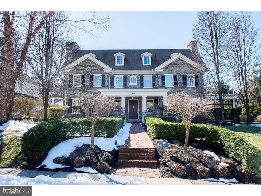 Classic elegant Stone Colonial in the heart of north side Ardmore with walking distance to Suburban Square, luxury shops, restaurants, farmers market, train and buses. This stunning estate mixes the gorgeous architectural details of yesterday with today's modern world conveniences. Gourmet chef kitchen, state of the art bathrooms, gym room with its own new bath. Access to beautiful landscaped gardens and brick patio from four main level rooms. Three sided glass Sunroom with fireplace and radiant floor heat. Huge entrance foyer. Family sized Dining Room with its own fireplace. Master Suite with fireplace, room size dressing/closet, and new bath. A second floor family room/library with fireplace Could easily be redone as an extra bedroom. Hardwood floors throughout, new Pella windows throughout. This home is a must see.