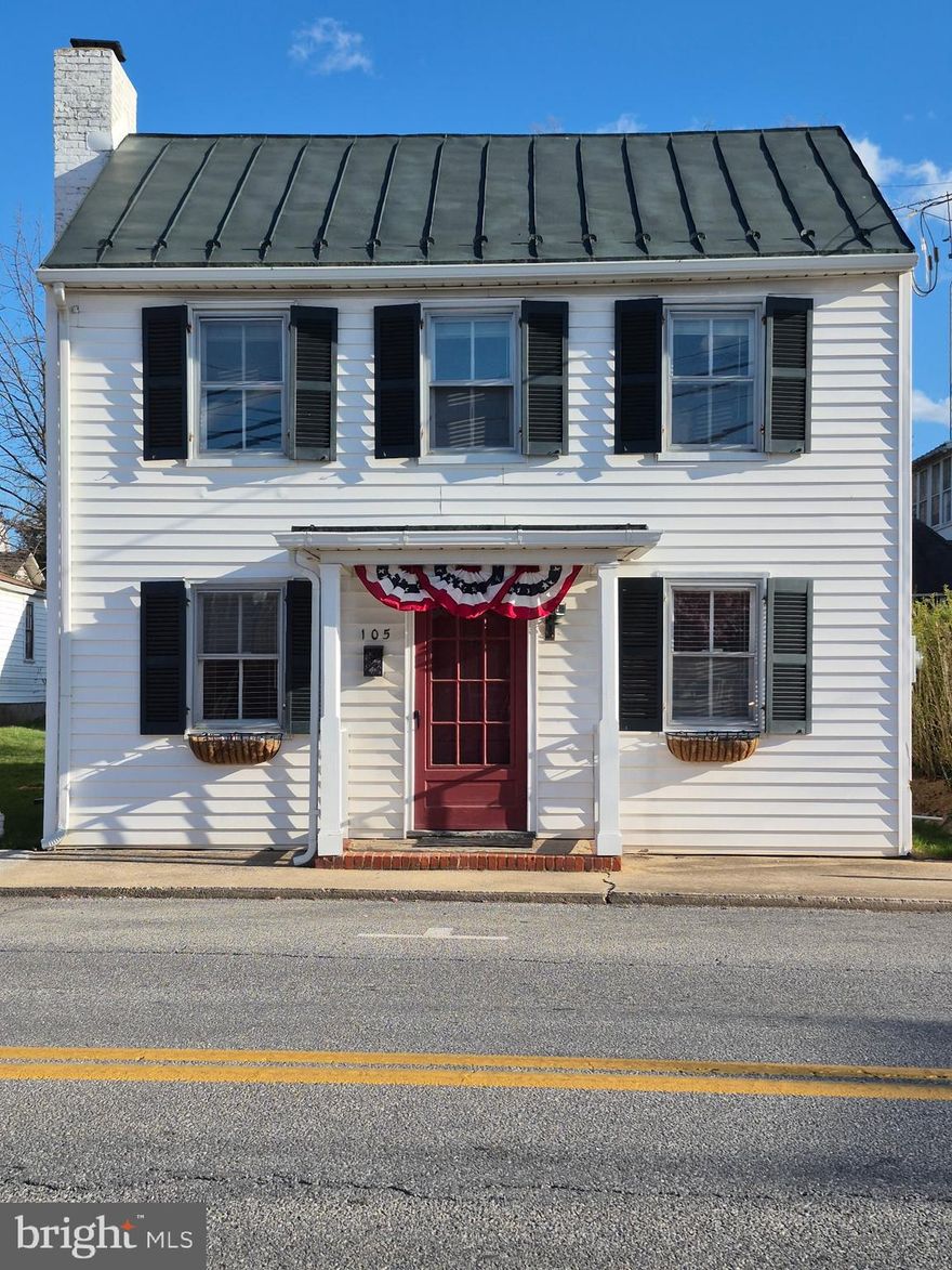 Charming home, Circa 1800's in downtown Charles Town. Walking distance to shops, restaurants, farmers market and more. The home has been well cared for, and it shows! Original doors, wide plank wooden flooring. First floor Living Room, Dining Room, Kitchen with Pantry and half bath. Separate Laundry Room off kitchen.  Second floor is the primary bedroom, full bath and two additional bedrooms, back one is captured by the second one.  Two beautiful fireplaces non-working but provide the Living Room and one Bedroom with ambiance.