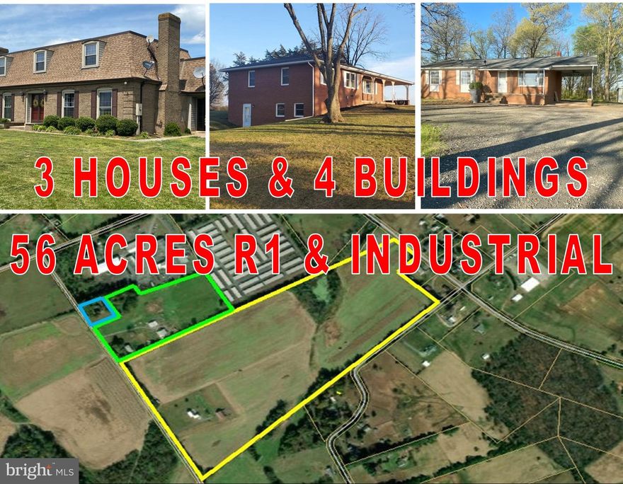 Three adjoining parcels totaling approximately 56 acres. Containing 1 acre of I-2 heavy industrial and remaining zoned R-1 with I-2 rezoning potential. Public sewer hook-up available. Over 2,000 feet of combined road frontage and no floodplain on any part of the three properties. Parcels included in this sale are 1.016 acre I-2 Heavy Industrial (7911-82-6358-000), 9.204 acres R-1 (7911-92-1401-000), and 45.7721 acres R-1 (7911-91-5768-000). See Documents section for boundary surveys, easements, zoning map, and more.