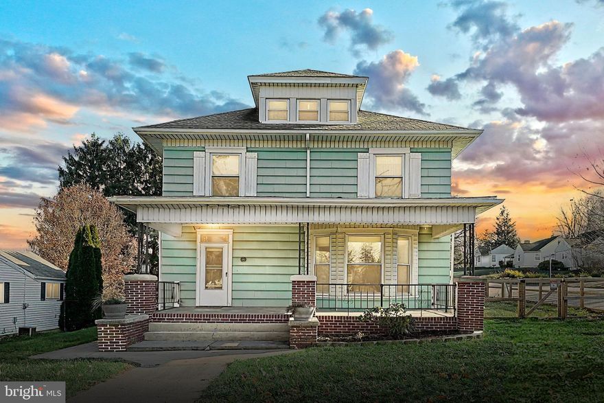 Welcome to 401 N Lombard Street, a charming home in the sought-after Dallastown School District, nestled on a corner lot. Step inside to a foyer with hardwood floors that flow seamlessly into the living room, featuring a pellet stove—perfect for staying cozy on chilly evenings or grabbing your coffee and relaxing by the fire. The spacious dining room leads to a kitchen with an island bar, ideal for entertaining friends and family, and conveniently located off the kitchen, you'll find a combined laundry and half bath. Upstairs, the second floor features 4 bedrooms and a full bath, with one bedroom offering its own private balcony. A third-floor bonus room is ideal as a playroom or additional living space. The unfinished basement includes a dedicated workshop for all your projects, as well as additional storage space. This home also features covered front and back porch off the primary bedroom, a detached 2-car garage, a shed, and a fenced-in yard. Make this charming property your new home—schedule your showing today! Professional photos will be uploaded 12/4.