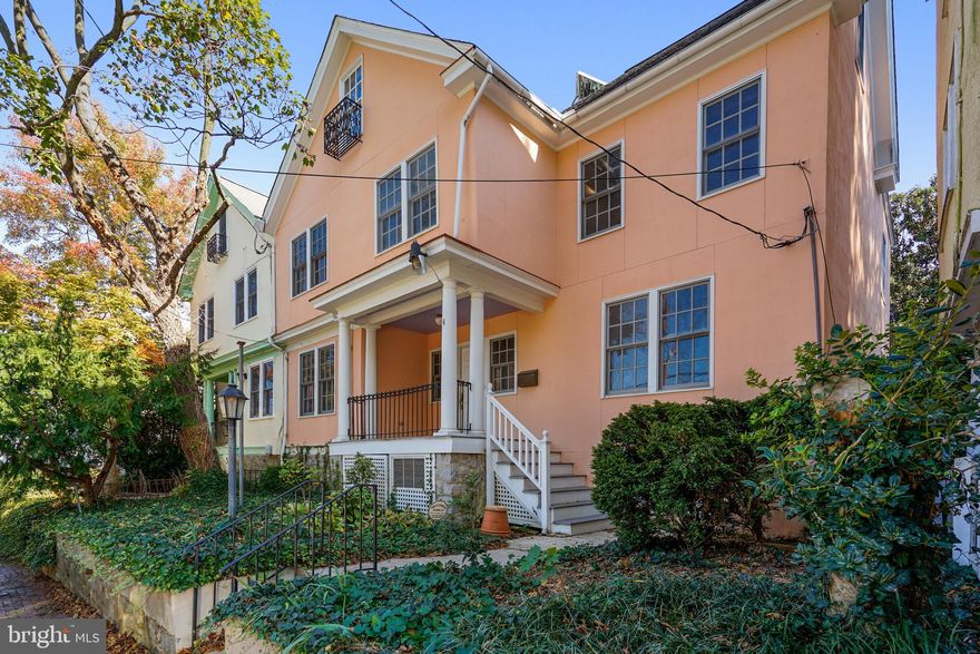 Lovely hidden jewel in Downtown Annapolis w/gorgeous pool and garage parking!Charming house, lots of light, gorgeous floors & big rooms. Front porch faces Naval Academy's Worden parade grounds. Great owner's suite w/loads of closet space &  big bath with separate tub and shower. Spacious 3rd floor suite w/balcony. Beautiful mature landscaping makes in-ground pool & surround surprisingly private. House was gutted, a two story addition was added and  totally renovated in 1990 to current open, modern floor plan.  Renovation included all plumbing and electrical. A truly remarkable in-town location on a quiet street steps to St. John's, the Academy and everywhere fun and interesting in town!lGarage seconds as a pool house with a full bath and loft and is climate controlled. Garage is accessed thru a right of way from College Avenue. 2nd floor laundry &  large basement for storage. Tax Records have incorrect lot size-property includes an additional lot and total lot size is .12+.