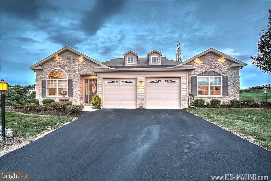 Fabulous Ranch Home has everything you want! 3 br, 2 1/2 bath, den enlarged w/ vaulted ceiling & hw flooring. Open kitchen has granite, 42in. cabinets, bkfst bar, island, large pantry & wood floor.  Family room w/ gas fireplace off from dining area leading to private deck backing up to 10 acres on conversation land. Luxurious master suite w/ tray ceiling, soaking tub double bowl vanity & separate shower. Finished lower level with lots of recessed lighting! Lots up upgrades - ask for list. Pool & MORE!