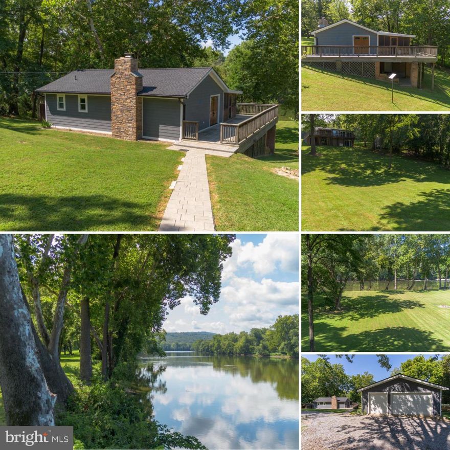 Incredible opportunity to own a beautifully updated 3BR/2BA riverfront home on 1.86 acres with direct Shenandoah River access! This one-of-a-kind property offers a park-like setting with a gentle slope to the water and breathtaking views in every direction—perfect for entertaining, relaxing, bonfires, or weekend campouts. Thoughtfully designed with a reverse living layout to maximize river views, the upper level features a stunning great room with vaulted wood ceilings, exposed beams, and a striking brick fireplace with insert. The open kitchen offers bar seating, a walk-in pantry, and access into the dining area boasting an entire wall of floor-to-ceiling sliders that open to the wraparound deck. A renovated full bath completes the main level. Downstairs includes three spacious bedrooms, a beautifully updated full bath with jetted tub and separate shower, plus a large laundry room. Extensive updates throughout: replacement windows, doors, and sliders; James Hardie siding; newer roof with transferable warranty; upgraded insulation and hot water heater. Ask about the new HVAC! Outdoor living is unmatched—enjoy the screened porch, lower-level patio, large storage shed, and 30x24 detached garage/workshop with electric. Circular driveway with ample parking. Whole-house generator (leased propane tank via AmeriGas) and high-speed Starlink internet. Located in the sought-after Riverside community—with easy access to hiking trails, historic Harpers Ferry, breweries & wineries, unique shops, and both the Shenandoah and Potomac Rivers. Easy commute to NOVA, DC, Frederick, Leesburg and the MARC train.