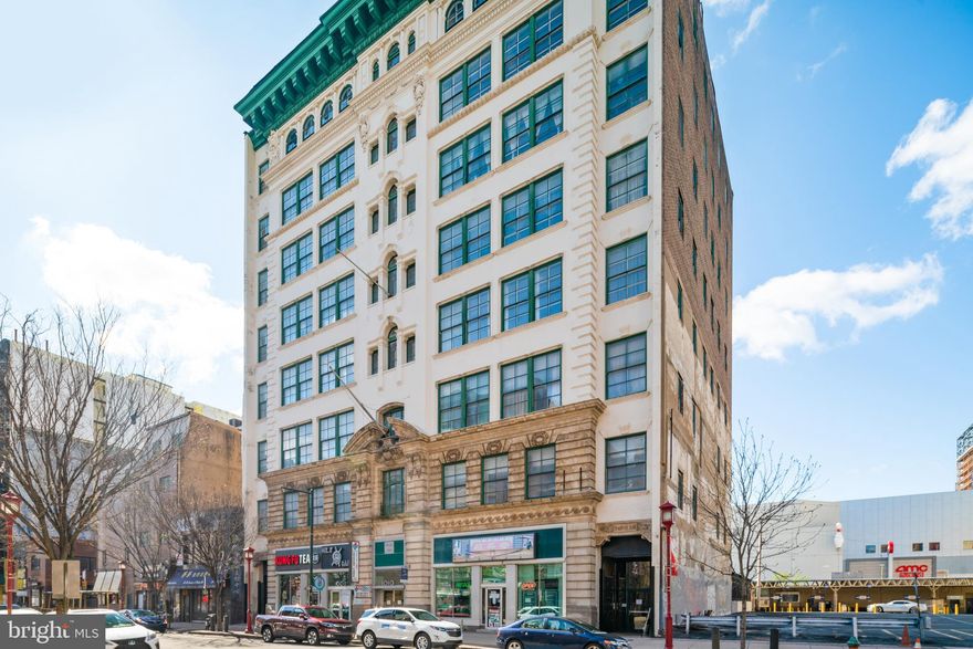 This sweet, Chinatown gem is hiding in plain sight.
When you enter 1010 Arch Street through a secure, intercom/fob based door you will walk through  a barely noticeable from the street, spacious and private courtyard before another door takes you to a lobby with a 9-5 desk attendant.  Take the elevator to the 6th floor and this 1 bedroom space that is both rustic and modern, will grab you with tons of light coming through the over-sized windows, wood floors and brick walls.  There's a separate alcove kitchen and a jacuzzi tub, and plenty of storage for your ready-to-wear as well as your out of season stuff. 
A laundry room on each floor makes life super convenient; so no lugging laundry to the basement for you.
Climate control is all yours with a nest thermostat.