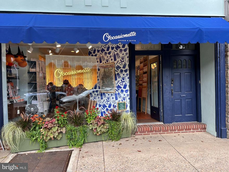 Great apartment in the heart of Chestnut Hill! This 2 bedroom, 1.5 bath  bi-level apartment is located above The Occasionette card store right on Germantown Ave. Grab a morning coffee and catch the Regional Rail all within one block. The Weavers Way Food Store is a 1.5 blocks away with many restaurant options at the front of your door. The apartment has a spacious, open layout with hardwood floors, central air, and includes a washer/dryer in the unit. There is a parking lot behind the apartment where you can reserve a space for a monthly charge, otherwise, street permit parking is also available. Heat, hot water and cooking gas is INCLUDED in rent.