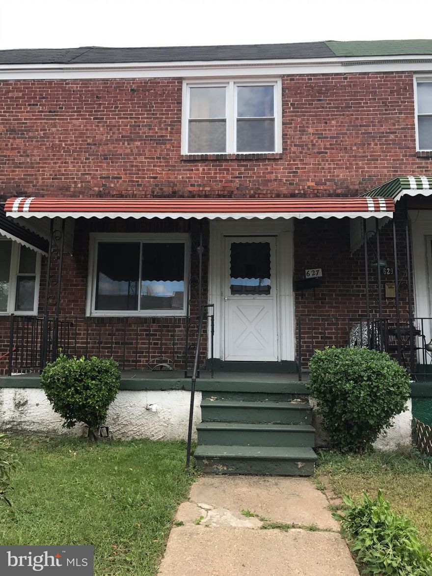 Lovely three bedroom interior townhouse. Minutes from downtown Baltimore. Close to 95 and 695. Walking distance to elementary and middle schools. Roof 2012, windows 2012 . Property being sold as is.