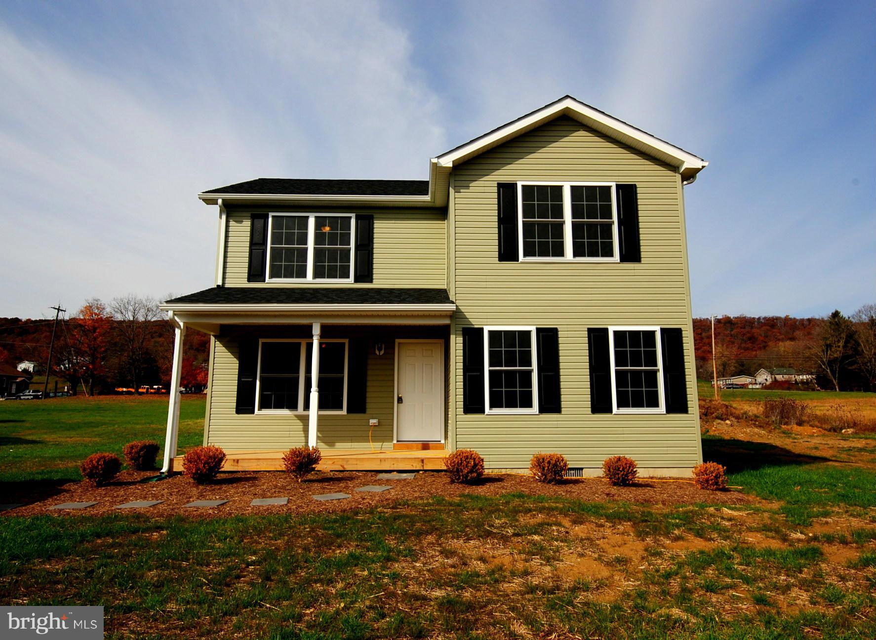 New subdivision in Capon Bridge, WV with public water and sewer, featuring a 4 bedroom, 2.5 bath colonial. Standard options include neutral colors, carpet/vinyl flooring, oak cabinets, electric appliances and a 10x10 deck. Each lot is just under .50 acre & includes deeded river access! Other lots and floor plans available!