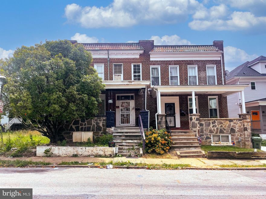 BUY NOW: Deposit: $10,000. 2 Story Porch-Front End-Unit Townhouse located in the Forest Park area. JUST MINUTES to Forest Park Golf Course, Gwynns Falls Park & Lake Ashburton. Easy access to major traffic artery Liberty Heights Ave.