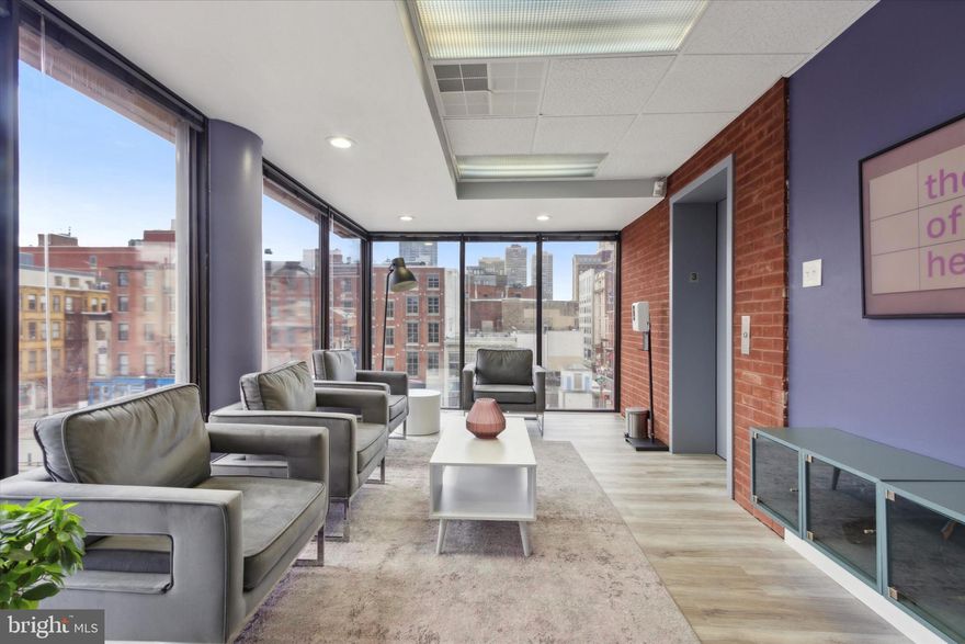 Looking for a new office in Old City? This ready for move in, freshly updated office with elevator has stunning river AND city views. Located on the third floor, the space is flooded with natural light with floor to ceiling windows immediately as you enter.  Upon stepping off the elevator, you are greeted by the open concept entry lobby with multiple options for reception and seating. Five private office suites, flexible to suit your needs, and one bathroom. Triple net lease. Available for as as soon as immediate lease start. Located on the top floor of a quiet office building in a historic and beautiful city setting, with parking lots and garages as close as right behind the building. Step outside the office to the charm of Old City and the bustling Market Street shops and restaurants. Access to the subway stop of the Market Frankford line is on the same block for added convenient access. Schedule a showing today. NNN lease.