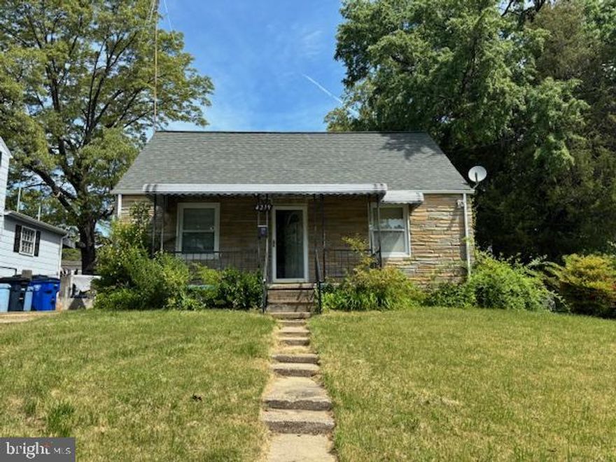 ESTATE SALE. This property is being sold "As Is" and has loads of potential.  Charming cape cod in sought after Landover Hills community. Beautiful and quiet neighborhood and all it needs is a bit of TLC.  Relatively new roof and beautiful shed in the backyard situated on a lovely and spacious lot.  Lovely wood burning fireplace. Renovations and upgrades needed throughout but great opportunity. Close to Washington, D.C., convenient to shops and 30 minutes to Baltimore.  Seller will entertain serious inquiries only. Cash, 203k loan and Conventional financing.