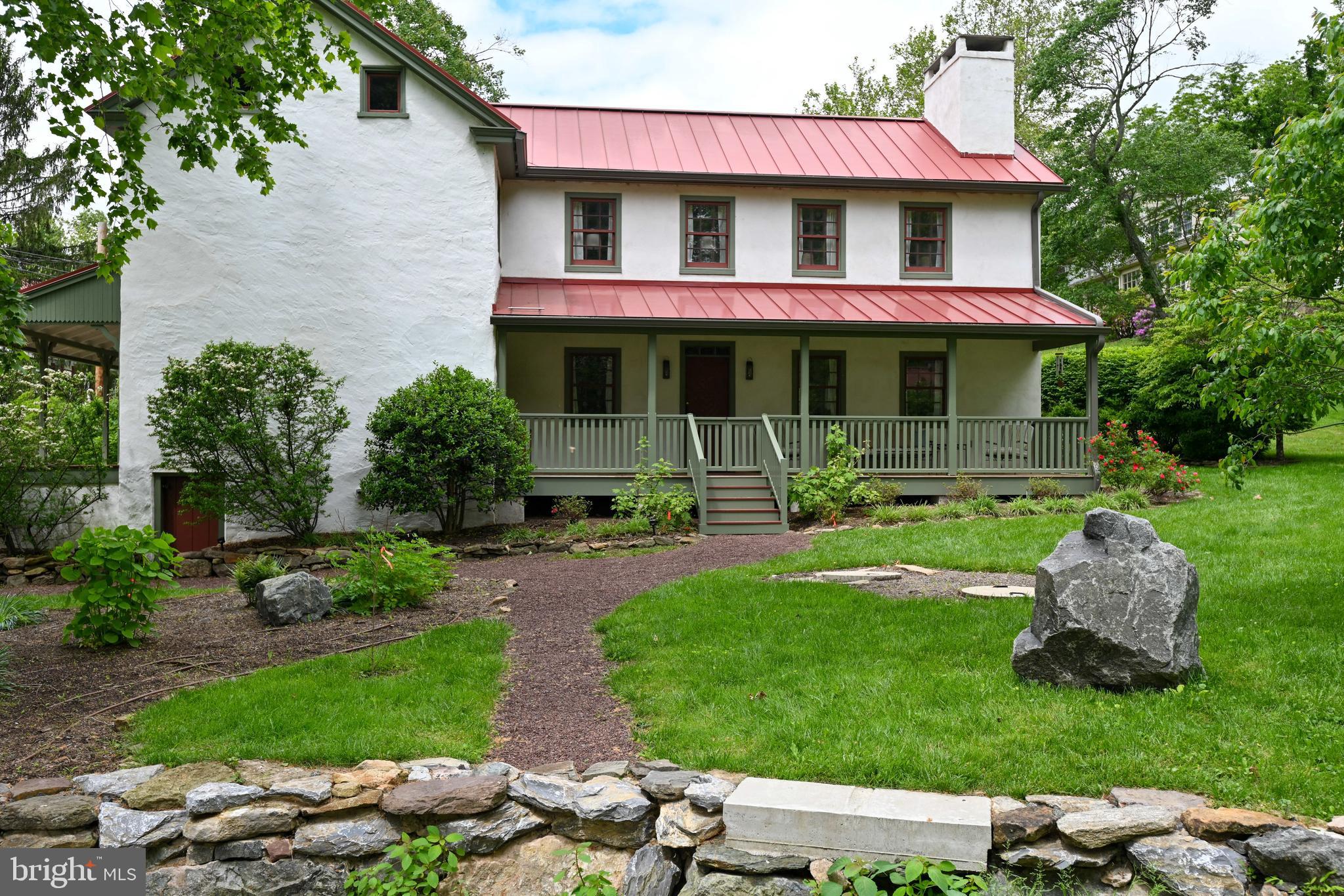 Beautifully maintained and updated historic home in Coventryville Village. Enjoy the historic charm in this along with modern upgrades of central A/C, renovated kitchen and baths, and a spacious main bedroom. Fully furnished in the traditional farmhouse style, this home is move in ready for those new to the area or working on a long term assignment in the Philadelphia region. Located just 20 minutes from the entertainment in Phoenixville, Marsh Creek State park in Chester Springs and the PA Turnpike's Exton access. Located in the historic and quaint village where the Coventryville Forge supplied early America with iron, the home is nestled in a charming setting complete with a spring fed stream. Enjoy this relaxing, park like setting, on one of two covered porches. Includes the use of an outbuilding, on-site laundry and additional off street parking. Can be provided fully furnished (as pictured) for move in ready or vacant. All landscaping and maintenance is provided by the landlord. Perfect for temporary housing or job relocation. No pets.