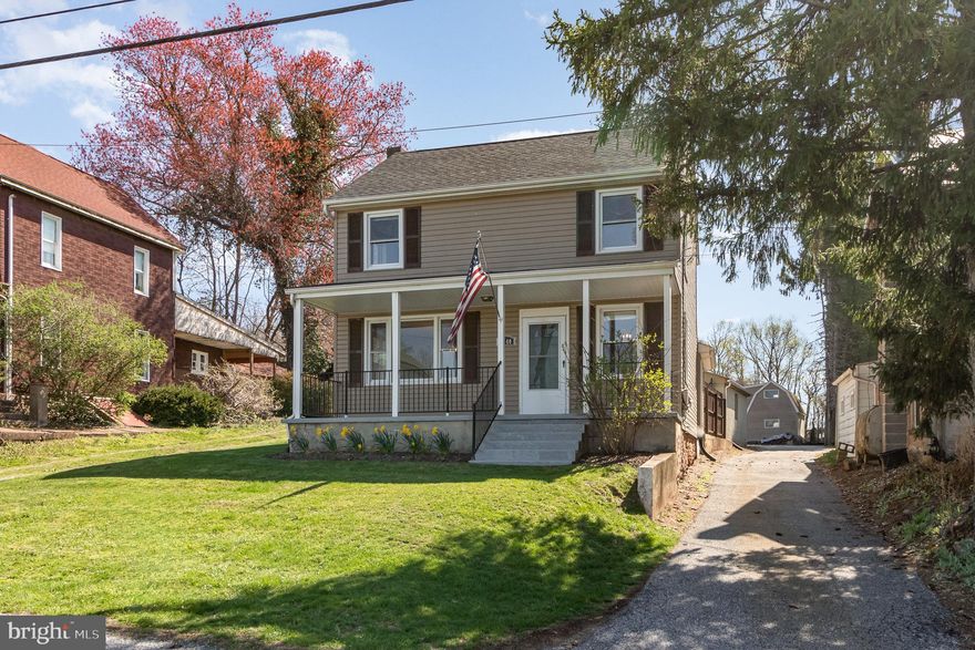 Welcome to this beautifully updated country retreat, featuring a remodeled kitchen and new flooring throughout. Nestled on .41 acres of flat, usable land, this home seamlessly blends modern upgrades with classic charm. Upon entry, you are greeted by a spacious family room boasting 12-foot vaulted ceilings and an electric fireplace with a discreet storage compartment within the mantel. The main floor also includes a convenient half bath with built-in shelving, a laundry area, and a stunning remodeled kitchen with extended cabinetry and butcher block countertops. Adjacent to the kitchen, an inviting eat-in area leads into the formal dining room, beautifully enhanced with updated wainscoting. The second floor offers three well-sized bedrooms with ceiling fans and a large full bathroom. The third-floor bonus space can serve as a 4th bedroom with a walk-in closet or be utilized as a den, office, playroom, or additional storage area. Outdoor features include a charming front porch, a 1-car detached garage with ample parking, and an oversized shed ideal for lawn equipment or extra storage. The basement has been professionally waterproofed with a French drain system installed by a previous owner, ensuring a dry and functional space. Don’t miss this opportunity to own a beautifully updated home in a serene country setting—schedule your showing today!