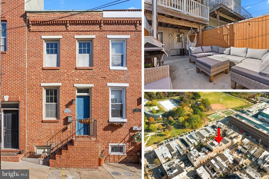 Offer Deadline: Wednesday, June 4th at 11 am! Welcome home to this charming and beautifully appointed row home, just steps from Riverside Park. A spacious 2 bed, 1 bath home brimming with natural light and tasteful light finishes. The main level offers exposed brick, wide plank LVP flooring, and a large open concept eat-in kitchen. Plentiful light cabinetry, SS appliances, granite countertops, and space for a mobile island or sizable kitchen table. Just off the kitchen is the private fenced in back patio, perfect for relaxing and entertaining this summer. Upstairs are 2 spacious bedrooms and full bath with a skylight in the shower. Both bedrooms have the quintessential Baltimore exposed brick. Step outside from the primary bedroom onto the large deck in the rear of the home. This home is located on a quiet street and street parking is always EASY. Steps from Riverside Park and  walking distance to many coffee shops, restaurants, bars, Federal Hill Park, Waterfront Promenade, and easy access to major highways. Seller updates include new dishwasher (2025 - post pictures), oven (2024), slider in primary bedroom (2023), and carpet upstairs (2023).
