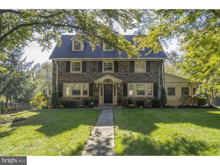 An exquisite, elegant home in Merion!  This home was totally rehabbed from the studs out and sits on a   acre lot (double lot).  As you walk down the slate path to the front door, you are surrounded by mature trees and bushes all professionally landscaped. Entering the home, you will be taken back by the size and depth of the first floor rooms. The Entrance Hall gives you access to the Living Rm on one side that has a Fireplace and Built In Cabinets. It is flooded with natural light front and back. Adjoining this area is the Family Rm with a wall of windows. On the other side of the Entrance Hall is the Dining Rm with a bay of windows. There is more than enough room for a sizeable gathering of family or friends. The adjoining Eat in Kitchen is a cook's delight with Omega custom cabinetry, marble counters, Waterworks stone backsplash. SubZero 48" refrigerator and a wine under counter refrigerator, a Wolf 8 burner range with 2 ovens, Miele Dishwasher, 2 sinks and the list goes on. The Mud, Laundry and Powder Rms adjoin the Kitchen and provides access to the 2 tiered rear deck. As with the first floor, all of the bedrooms are oversized and have more than ample closet space. The Master Suite has a full Master Bathrm containing Waterwworks fixtures, marble counters, custom cabinetry, a frameless glass marble shower and a new claw bathtub. The Walk in Closet is almost a room in itself with plenty of hanging areas and shelves. There are 2 more bedrooms and a hall bath on this floor. One bedroom has an additional room, currently an office, attached and could be an in-law suite. On the third floor there are 2 additional bedrooms and a full bath. There is also a spacious storage room that could be changed to a play or exercise room. The Lower Level is fully finished and has a Powder Rm. It is approx. 1,000 sq ft and provides so many options on use. There is another Mud Rm and plenty storage as well as an Outside Walk-Out. The rear tiered Deck provides a great place for entertaining or to relax at the end of the day. There is a detached 2 car garage and plenty of parking in the rear. When rehabbed, there are new Hardwood floors on the 1st and 2nd floors, all new electrical and plumbing, new central AC, new Architectural grade roofing, new windows for 2/3 of the total windows, plenty of crown molding and so much more. Ideally located close to places of worship, transportation, shopping & major roads. You are going to want to see this one.