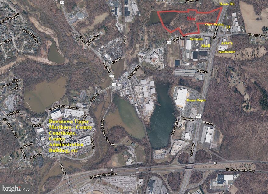 19.76 acre nine parcel assembalge near the heart of Upper Marlboro.  Property is fully entitled for a 150 unit multifamily project (60 senior units and 90 family).  Approved conceptual site plan (CSP) allows for up to 265 multifamily dwelling units, 75,000 SF of commercial/retail space, and up to 30,000 SF office space.  MXT use table is grandfathered allowing for additional commercial uses.

Conceptual Site Plan CSP-19001
Certified in 2020 for a mixed use project consisting of up to 265 multifamily dwelling units, 75,000 SF of commercial/retail space, and up to 30,000 SF of office space

Preliminary Plan of Subdivision 4-21010
Certified in 2023 and recently extended until July 28, 2025 for 150 total units and 10,000 SF of commercial development across 5 future parcels

Detailed Site Plan DSP-22019
Approved by the Planning Board February 23, 2023 and upheld by the District Council on April 27, 2023 for architecture and plans for 150 multifamily units (60 senior and 90 family).