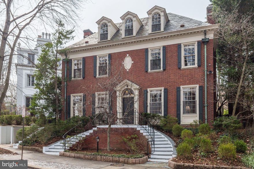 Grand home in Kalorama with large entertaining spaces. Stunning master suite with two master baths, dressing rooms, and private balcony. Quiet street, facing the park. 3-4 car GARAGE parking. Large swimming pool, and outdoor living area. Receives excellent sunlight throughout the day.