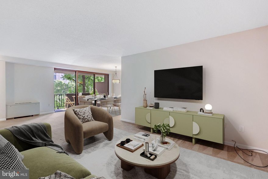 What's So Very Special?   Exceptional Metro-friendly location at a fair price.  Closets galore.    Check out the Floor Plan and the generous room sizes -  Living Room and adjoining Dining Room are a total of 31 ft.x13 ft.!    Three (3) Walk-In Closets  for starters and a roomy 18x18 Master B.R. with walk-in closet and Full Bath secluded from the public Living Rm./Dining Room.  Live large in the heart of Ballston in 1,167 sq. ft. of thoughtfully designed space.  Priced at a modest $332.48 per square foot, this oversized 1BR/1.5BA property lives like a single family home with plenty of room to spread out, relax, entertain and work in comfort.  Step into a proper entry foyer that leads to a spacious living room filled with natural light.  Enjoy morning coffee or evening wine on your private balcony, accessible from the full-sized dining room—perfect for hosting dinner with friends or enjoying a quiet meal at home.  Full bath adjoins bedroom and the hall half bath is an unexpected  bonus for visitors and residents.  Closet space throughout will amaze you.  Renting a garage space provides flexibility and means you are not paying Arlington County taxes on the space and you are not paying a monthly maintenance charge for the garage space.

The kitchen?  Granite counters, brand-new gas range and newer dishwasher make meal preparation easy and there's that abundant storage again - even a pantry.  Storage space is exceptional throughout #303.  Prepare to be quickly spoiled with  the three walk-in closets.  Know of anyone who has ever complained of having too much storage?  With two free laundry rooms on every floor (one just steps from your door) you'll have convenience without the noise/upkeep and expense of in-unit machines.

Low-maintenance easy living at its best: ALL UTILITIES INCLUDED in the condo fee and rental garage parking is available from just $600/year. Smoke-free building and grounds and a staffed lobby from 7 a.m. to Midnight. You can enjoy warm days by the pool, weekend BBQs in the private park ( both gas and charcoal grills) and participate with the green-thumb group in the community garden.

A mere 10-minute walk to Metro and steps to Harris Teeter, Target, Ballston Quarter, eateries, movies, fitness studios, and more.  Space, comfort and unmatched convenience in one of Arlington’s most desirable walk-able neighborhoods.