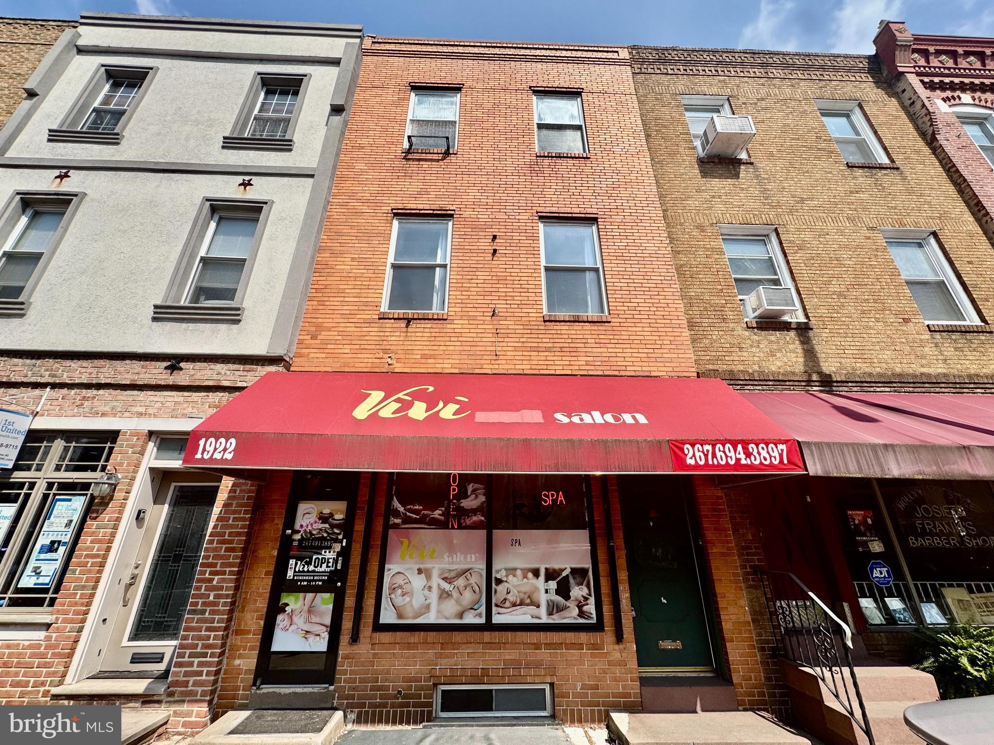 Welcome to 1922 E Passyunk Avenue! This mixed-use property features a well-established spa on the first floor, currently operating under a lease with 1.5 years remaining and two additional one-year renewal options. The business tenant pays $1,854/month, including gas and water. Upstairs, you’ll find a well-maintained residential unit offering 3 spacious bedrooms, 1 full bath, 1 half bath, and a private deck—perfect for relaxing or entertaining. The property has been lovingly cared for by the owner, making it an excellent opportunity for both investors and owner-occupants. Whether you're looking to run your business on the ground floor and live upstairs, or live in one unit and rent the other for additional income, this versatile property is a smart choice in a vibrant, high-demand location.