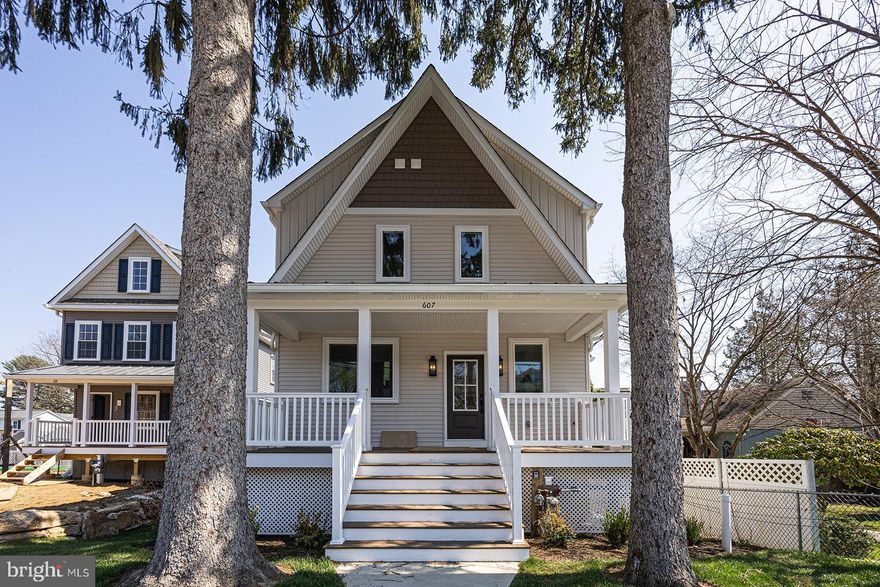 An exquisitely constructed property in Upper Providence Township within walking distance of Media Borough's State Street.  Approximately one block to Cherry Street Field and just a few more to Barrall Community Park.  A reinforced and re-imagined foundation set the stage for the thoughtful construction of this 5 bedroom, 4 bath home with both 9' and cathedral ceilings.  The McKenna Simpson team effectively repurposed using the original building's foot print. This 3470 square foot home in the "Season Streets" of Upper Providence has 5 bedrooms (including one on the first floor that could also be used as a study/office), main floor laundry, 2 full and 2 half bathrooms, a beautifully finished walk-out basement plus an open front porch with metal roof and back deck.  Enjoy the gourmet kitchen with Kohler fixtures, Century Avalon cabinetry, Bosch dishwasher, Fisher & Paykel panel refrigerator, 6 burner GE gas range, Zephyr Tornado hood & Sharp drawer microwave.  A center island, pendant lighting, quartz counters, and staggered white gloss backsplash with herringbone accent ensure that your chef's kitchen is beautiful to look at and functional to use.  Recessed lighting, ample counter space and plenty of storage make the kitchen easy to organize.  The large deck adjacent to the kitchen allows this gathering place to extend to the outdoors ensuring the heart of your new home is perfect for both large groups and quiet moments.  Hickory hardwood flooring and large windows by Viwinco throughout the home create warm and light-filled areas.  The matte black and "antique" brass finishes accent and complete the luxury of this space. The spacious primary bedroom has a cathedral ceiling, walk-in closet, en suite bath with water closet and  plenty of room for a king sized bed. The remaining 3 bedrooms are large and well lit with natural light.  The second floor bedrooms are served by a hall bath with tub/shower  The HVAC system by York is easily accessible through the lower level utility room and by pull-down stairs on 2nd floor.  This home has a high efficiency furnace with direct fired hot water heater to ensure an (almost) endless supply of hot water.  The rear of the property is accessible by Hare Street and allows for optional off-street parking.  Please note:  the real estate taxes and assessed value are estimates only and will be finally determined if and when the property is reassessed.  As with each McKenna Simpson project, 607 Summer Street is thoughtful construction by master craftsmen using only the finest materials.